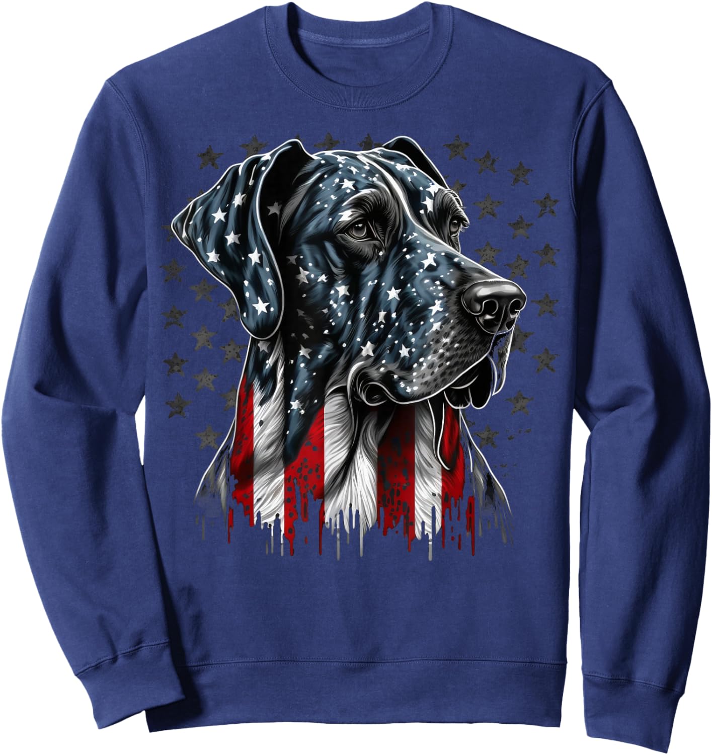 USA 4th Of July Great Dane on Patriotic American Great Dane Sweatshirt - Sweatshirt | Navy
