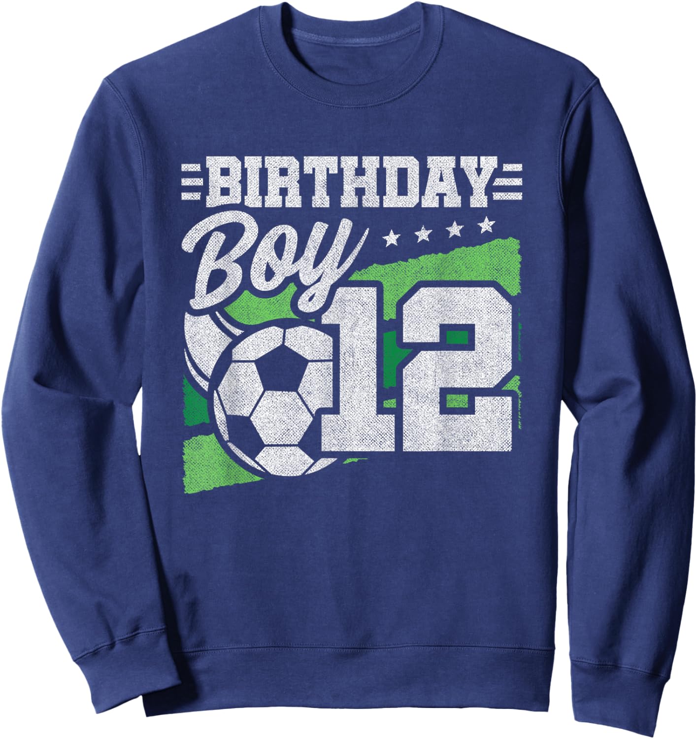 12 Year Old Soccer Birthday - Boys 12th Birthday Soccer Sweatshirt - Sweatshirt | Navy