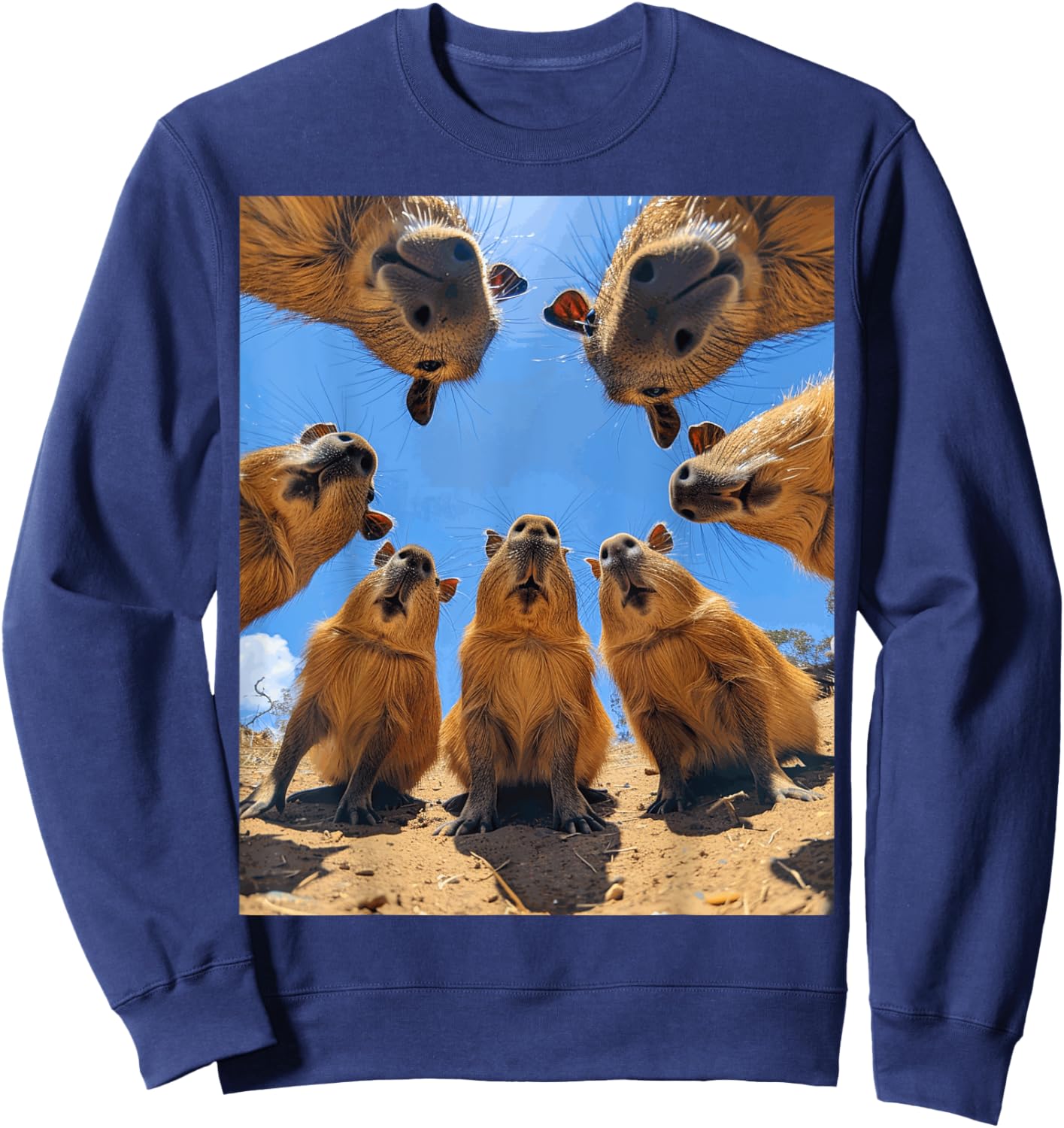 Funny Graphic Capybara Sweatshirt - Sweatshirt | Navy
