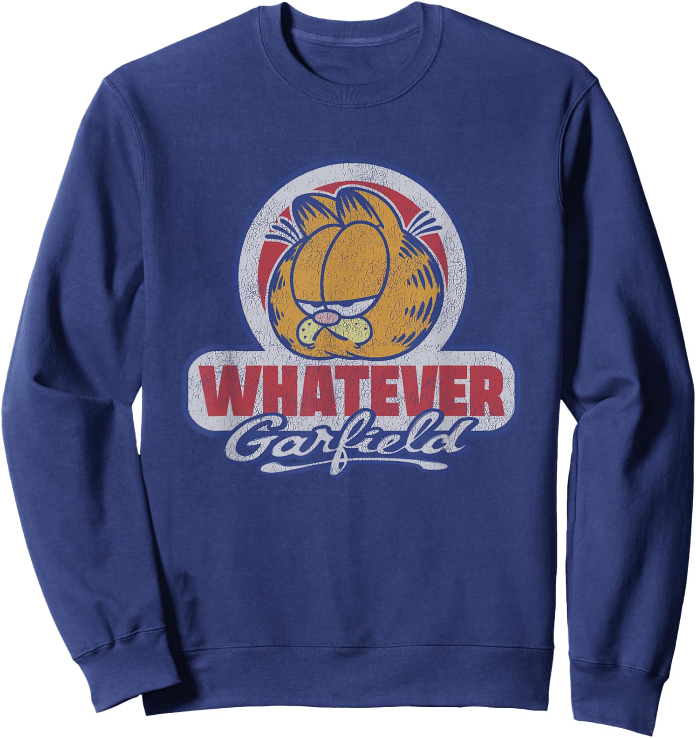 Garfield Whatever Vintage Distressed Lock Up Sweatshirt - Sweatshirt | Navy