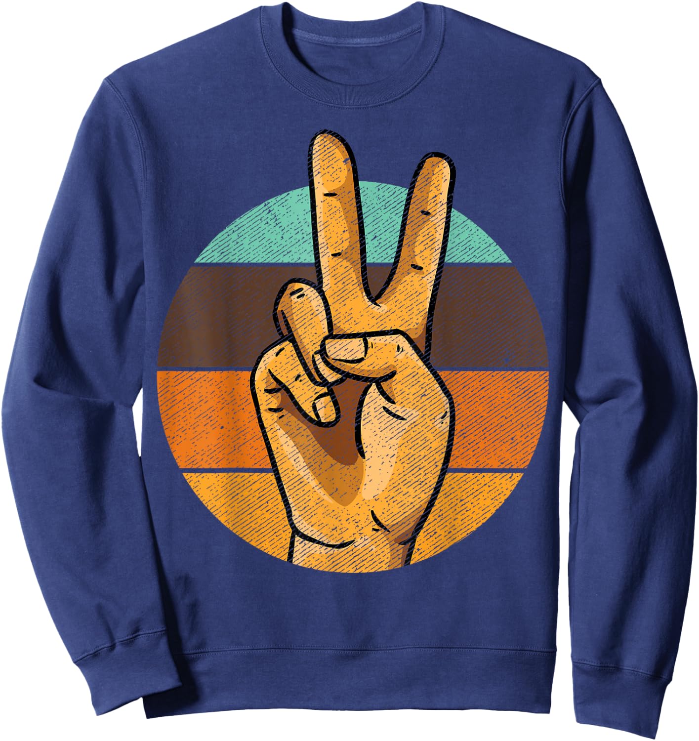 Retro Peace Vintage 60's 70's Hippie Gift Sweatshirt - Sweatshirt | Navy