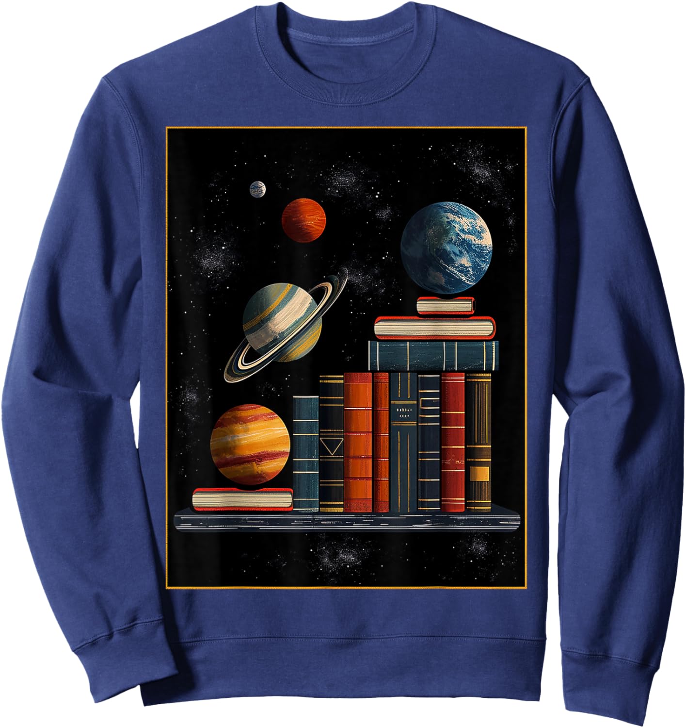 Book Planets Illustration Graphic Fantasy Art Sweatshirt - Sweatshirt | Navy