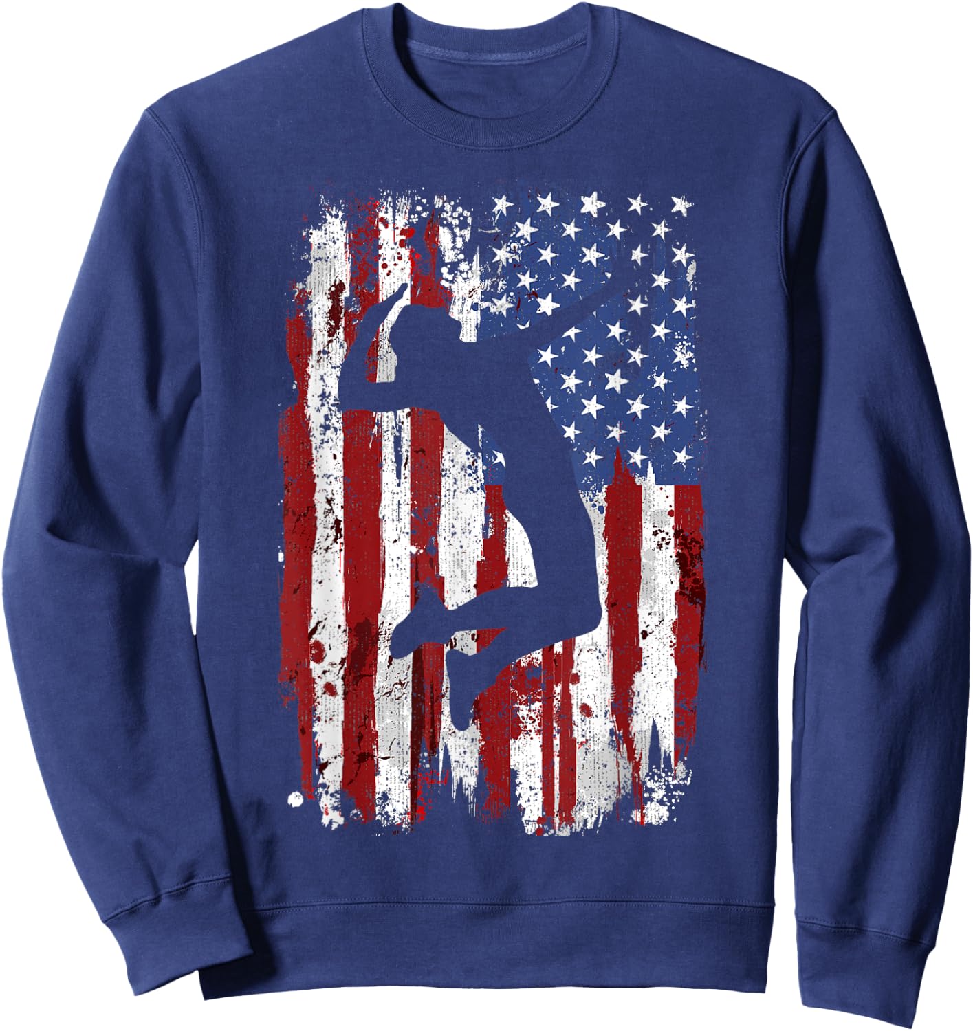 Volleyball Vintage American Flag Sweatshirt - Sweatshirt | Navy