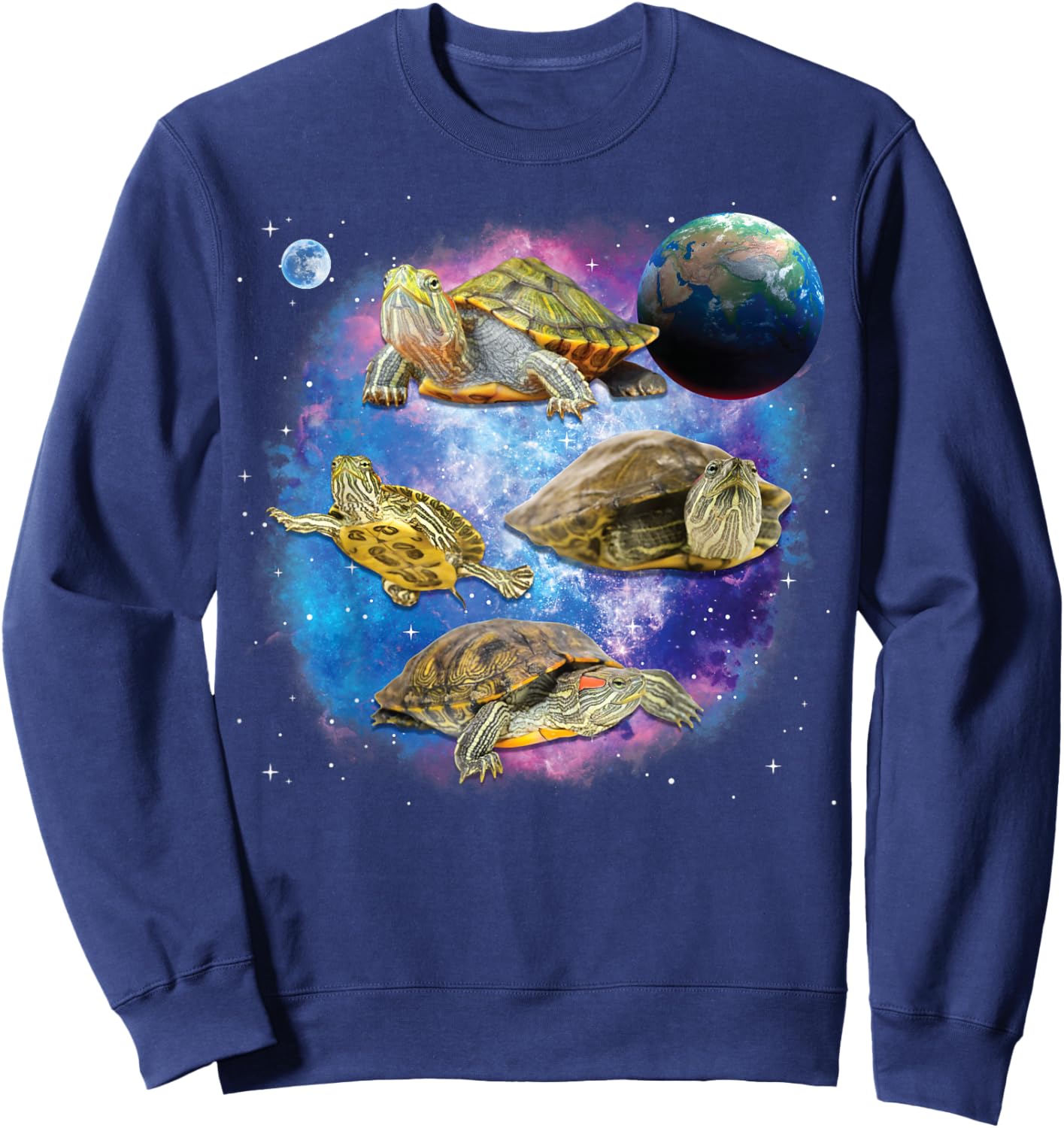 Red Eared Slider in Space, Funny Red Eared Slider Sweatshirt - Sweatshirt | Navy
