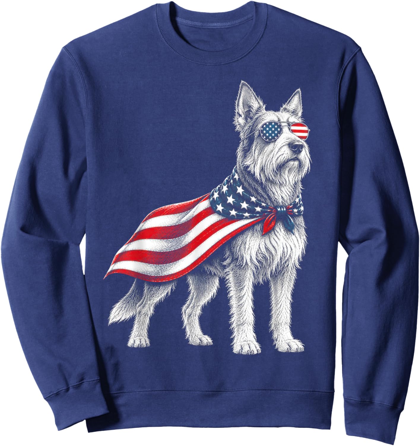Berger Picard 4th of July US American Flag Dog Patriotic Sweatshirt - Sweatshirt | Navy
