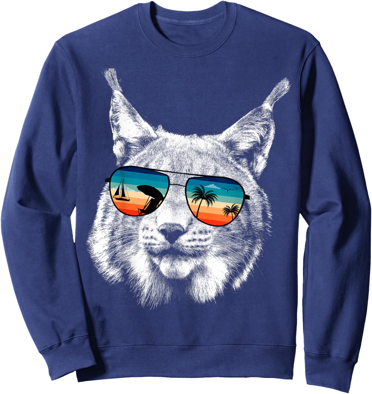 BOBCAT Shirts With Glasses Sunglasses Retro Style Sweatshirt - Sweatshirt | Navy