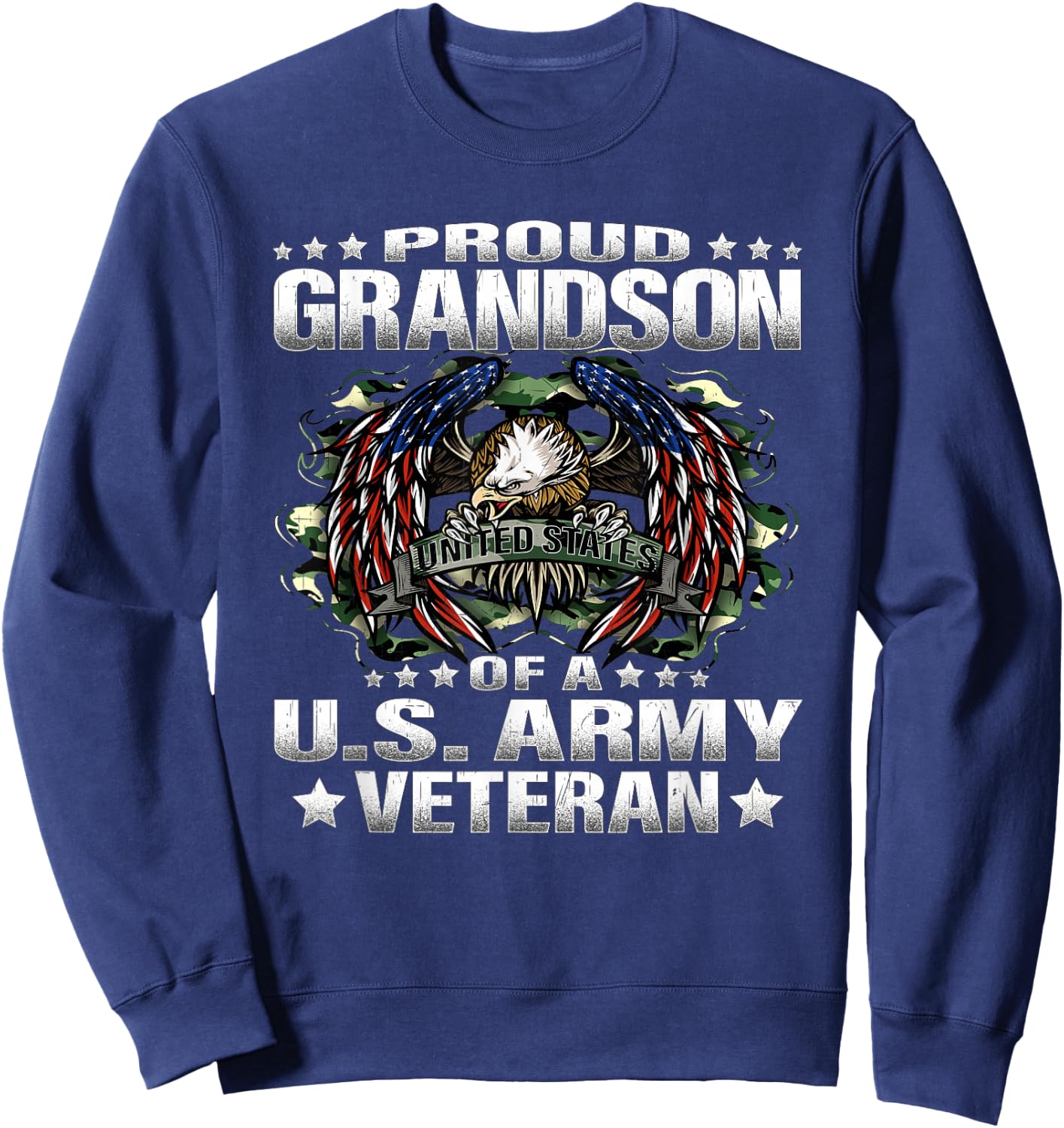 Proud Grandson Of A US Army Veteran Military Vet's Family Sweatshirt - Sweatshirt | Navy