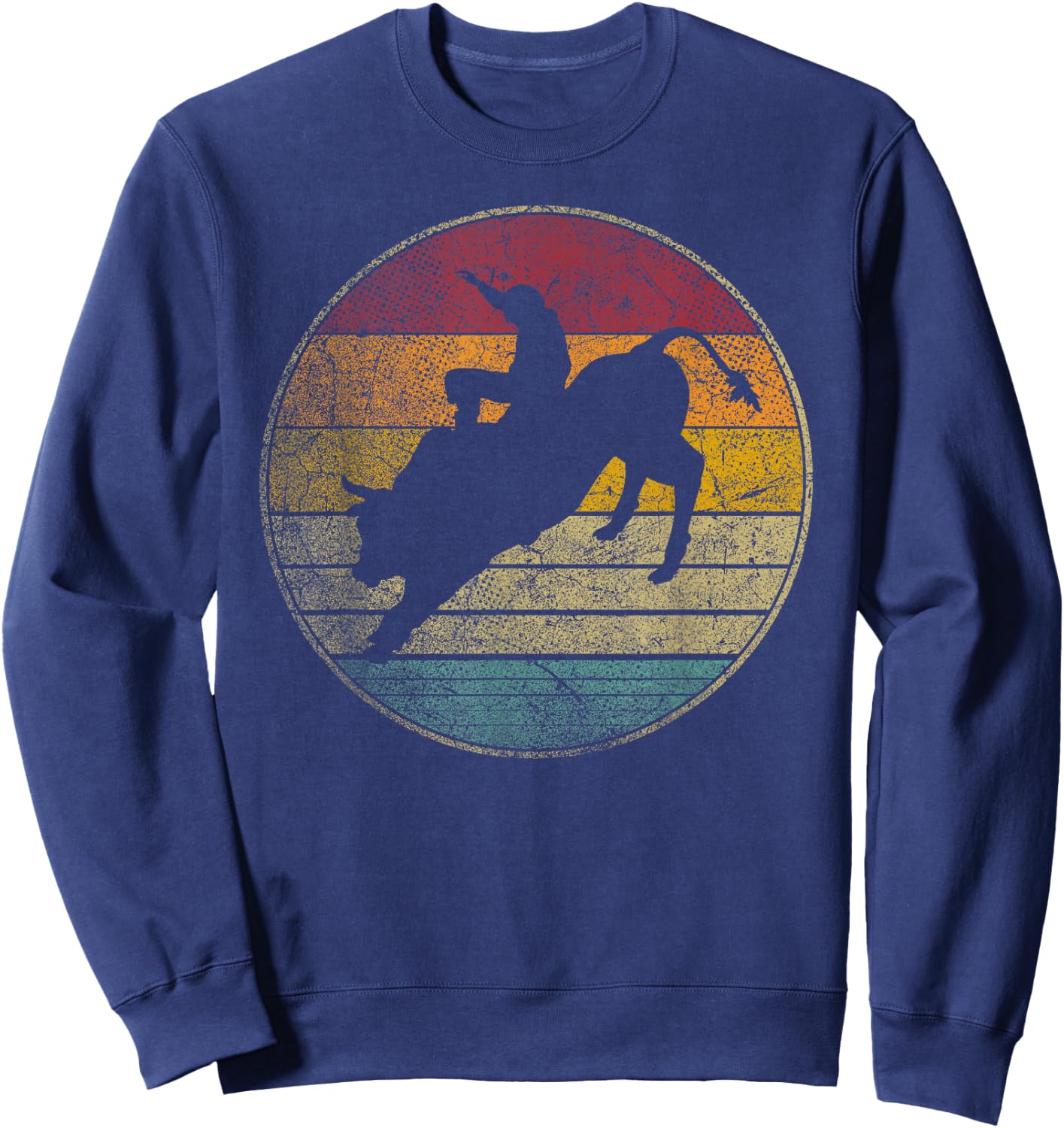 Rodeo Retro Style Bull Riding Cowboy Horse Men Women Kids Sweatshirt - Sweatshirt | Navy