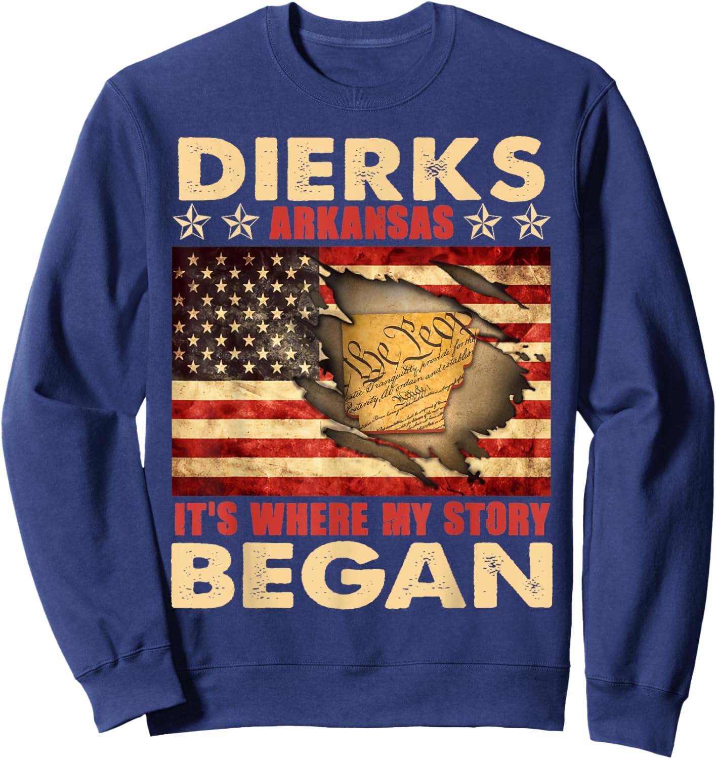 Dierks Arkansas USA Flag 4th Of July Sweatshirt - Sweatshirt | Navy