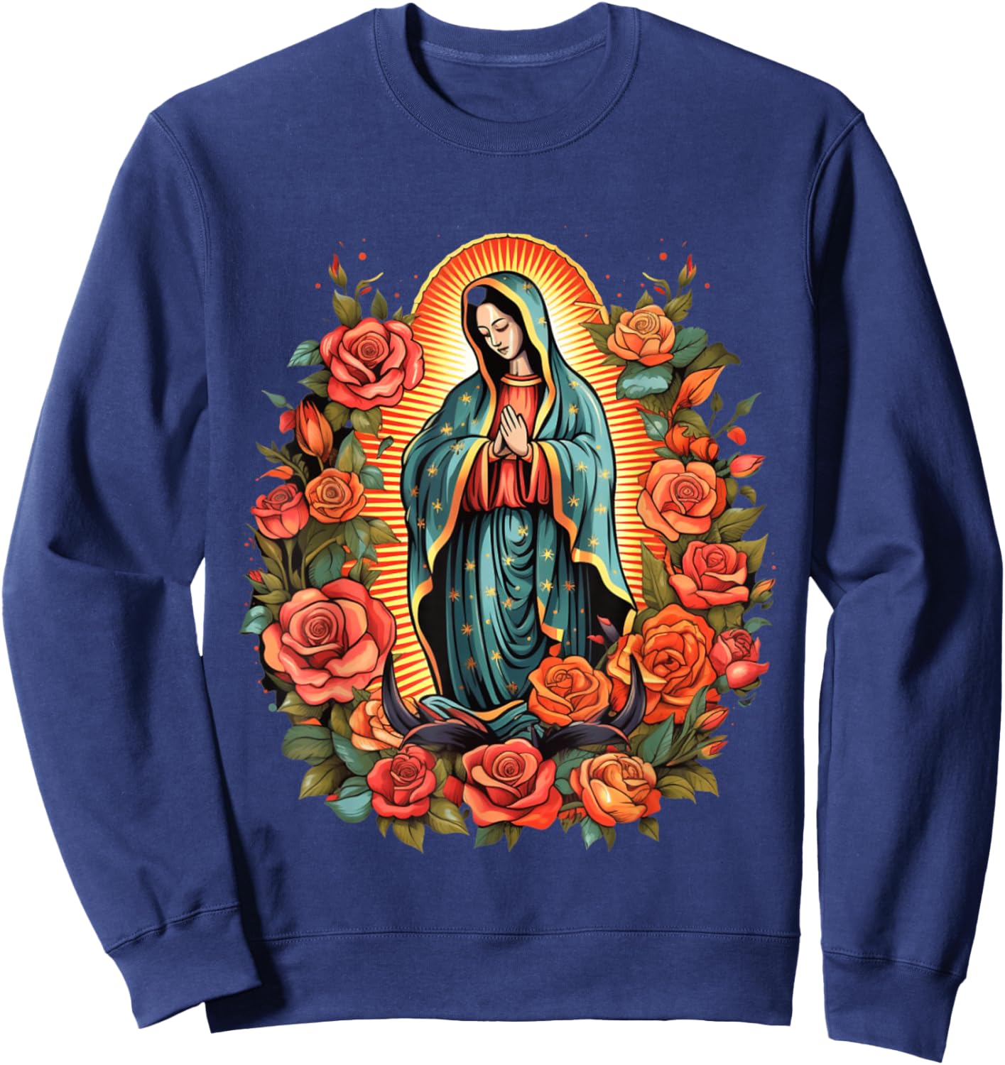 Virgen De Guadalupe Sant Mary For Christians, Catholics Sweatshirt - Sweatshirt | Navy