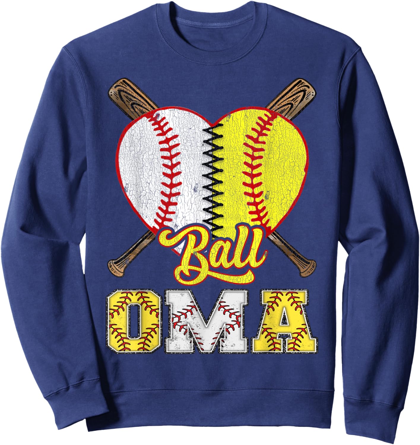 Oma Of Both Ball Oma Half Baseball Softball Sweatshirt - Sweatshirt | Navy