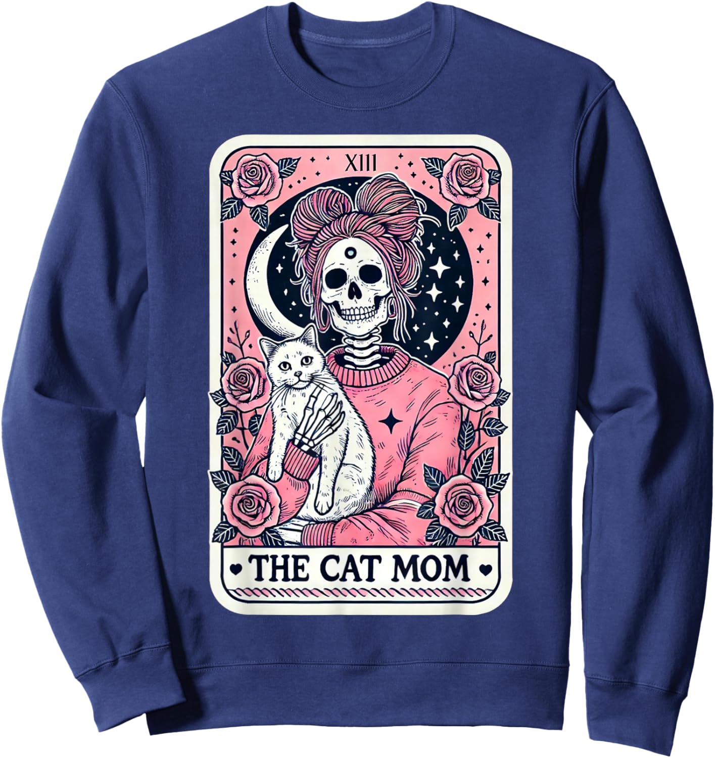 The Cat Mom Tarot Card: Mothers Day Cat Lover Men Women Sweatshirt - Sweatshirt | Navy