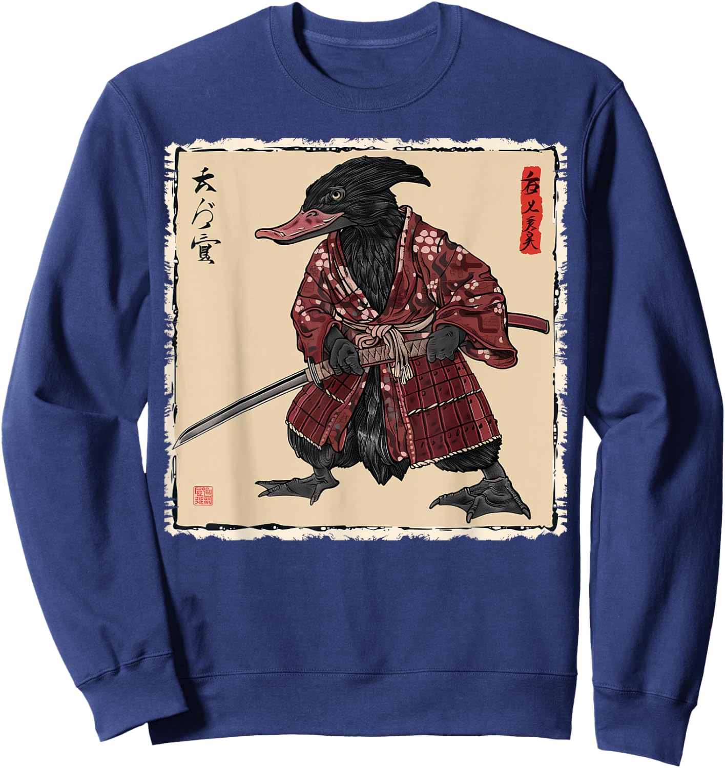 Platypus Animal Japanese Art Samurai Ukiyo-e Sweatshirt - Sweatshirt | Navy