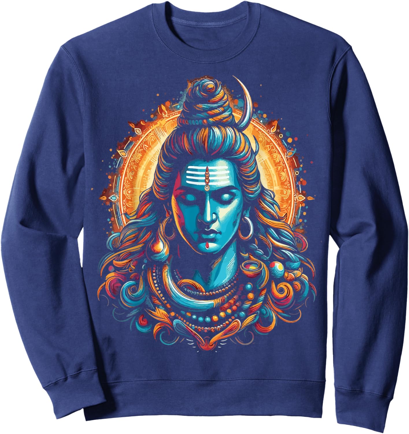Lord Shiva Hindu God Mahadeva Trident Hinduism Devotee Sweatshirt - Sweatshirt | Navy
