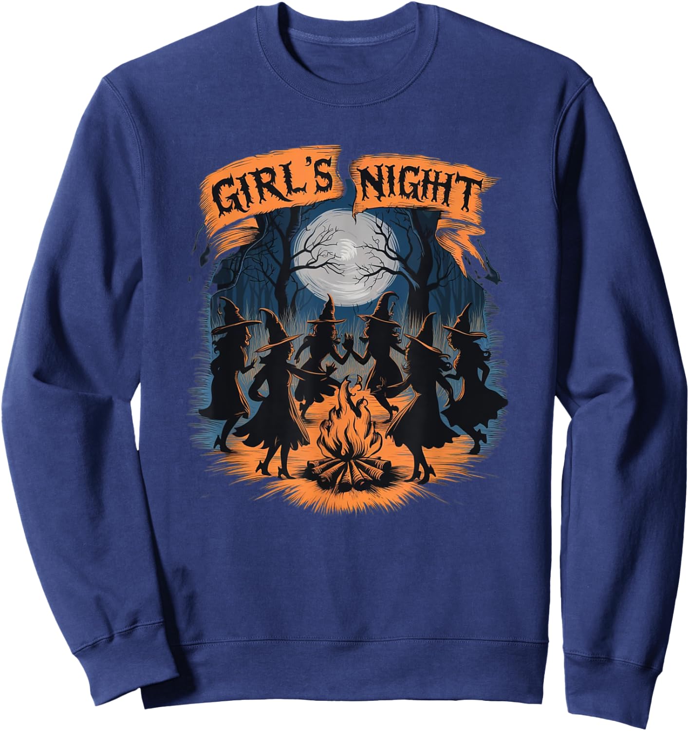 Girls' Night Witch Coven Halloween Design Spooky Fun Artwork Sweatshirt - Sweatshirt | Navy