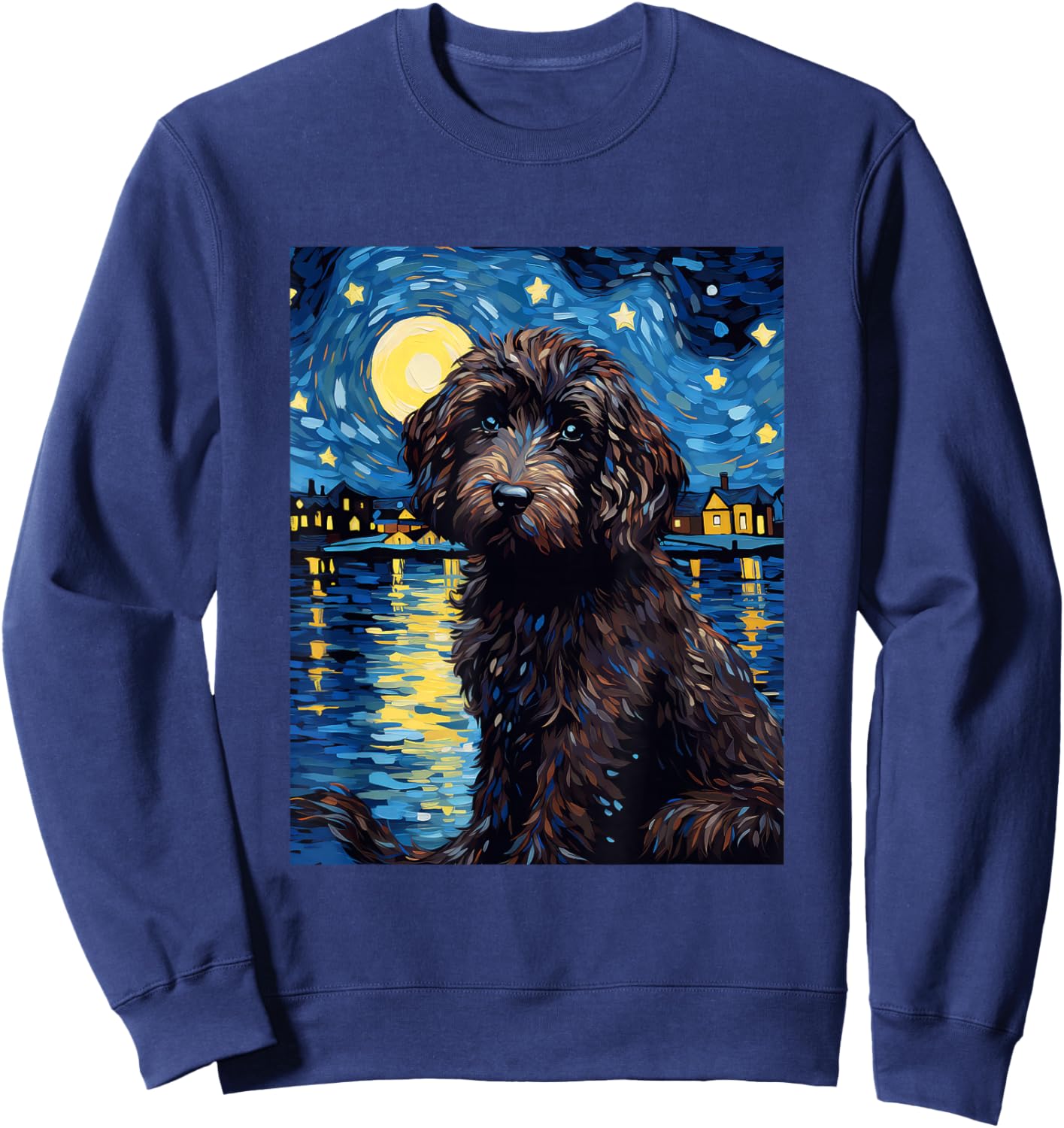 Portuguese Water Dog Starry Night Van Gogh Sweatshirt - Sweatshirt | Navy