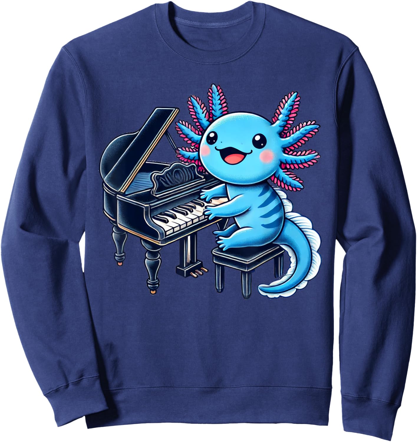 Axolotl Playing Piano Axolotls Musician Music Sweatshirt - Sweatshirt | Navy