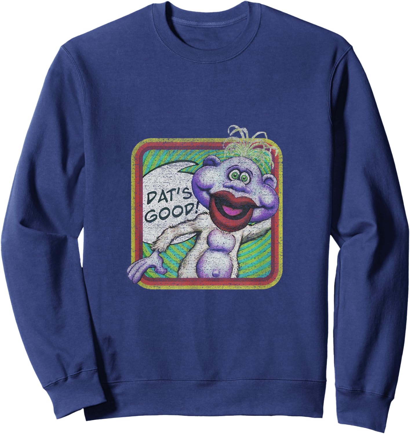 Jeff Dunham Peanut Retro Washed -Adult , Black, Small, Short Sleeve, Cartoon, Retro, Straight Fit, Polyester 100% Sweatshirt - Sweatshirt | Navy