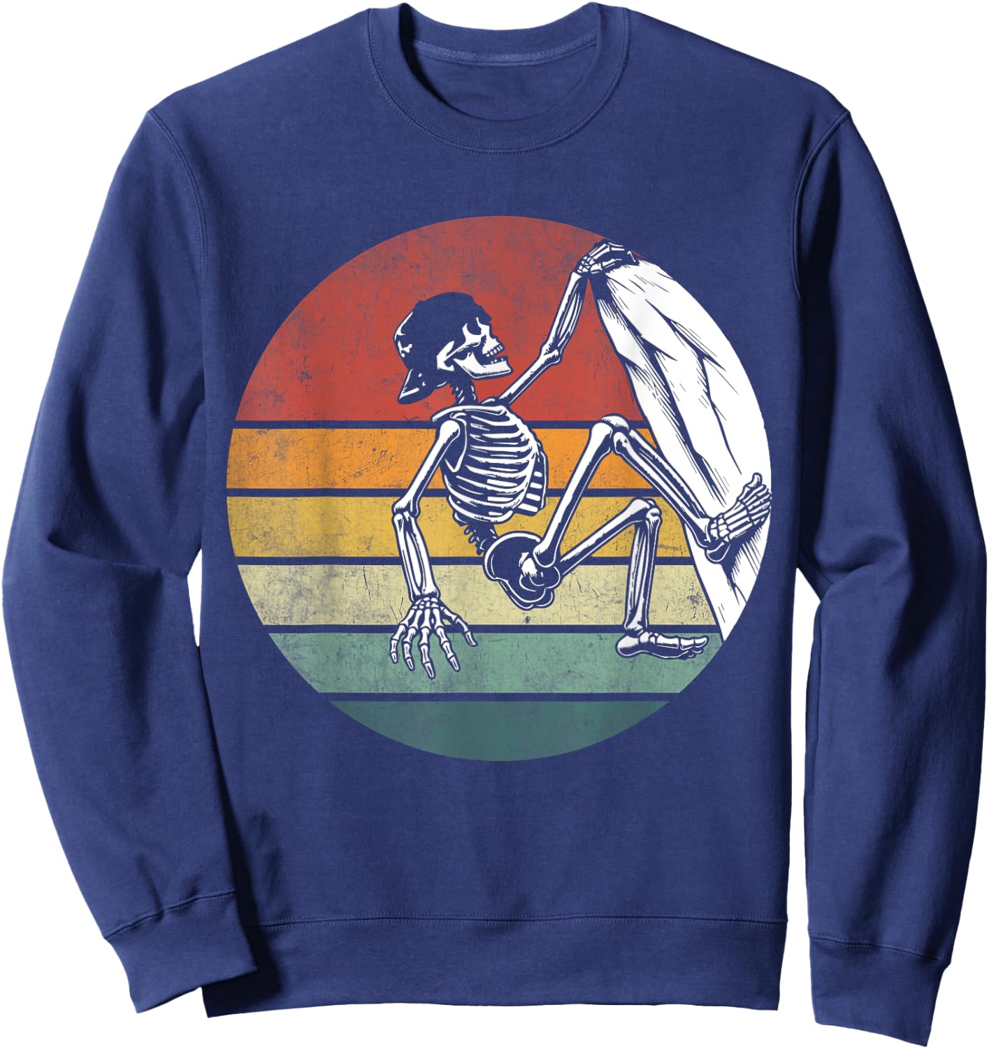 Halloween Skeleton Climber Vintage Skeleton Rock Climbing Sweatshirt - Sweatshirt | Navy