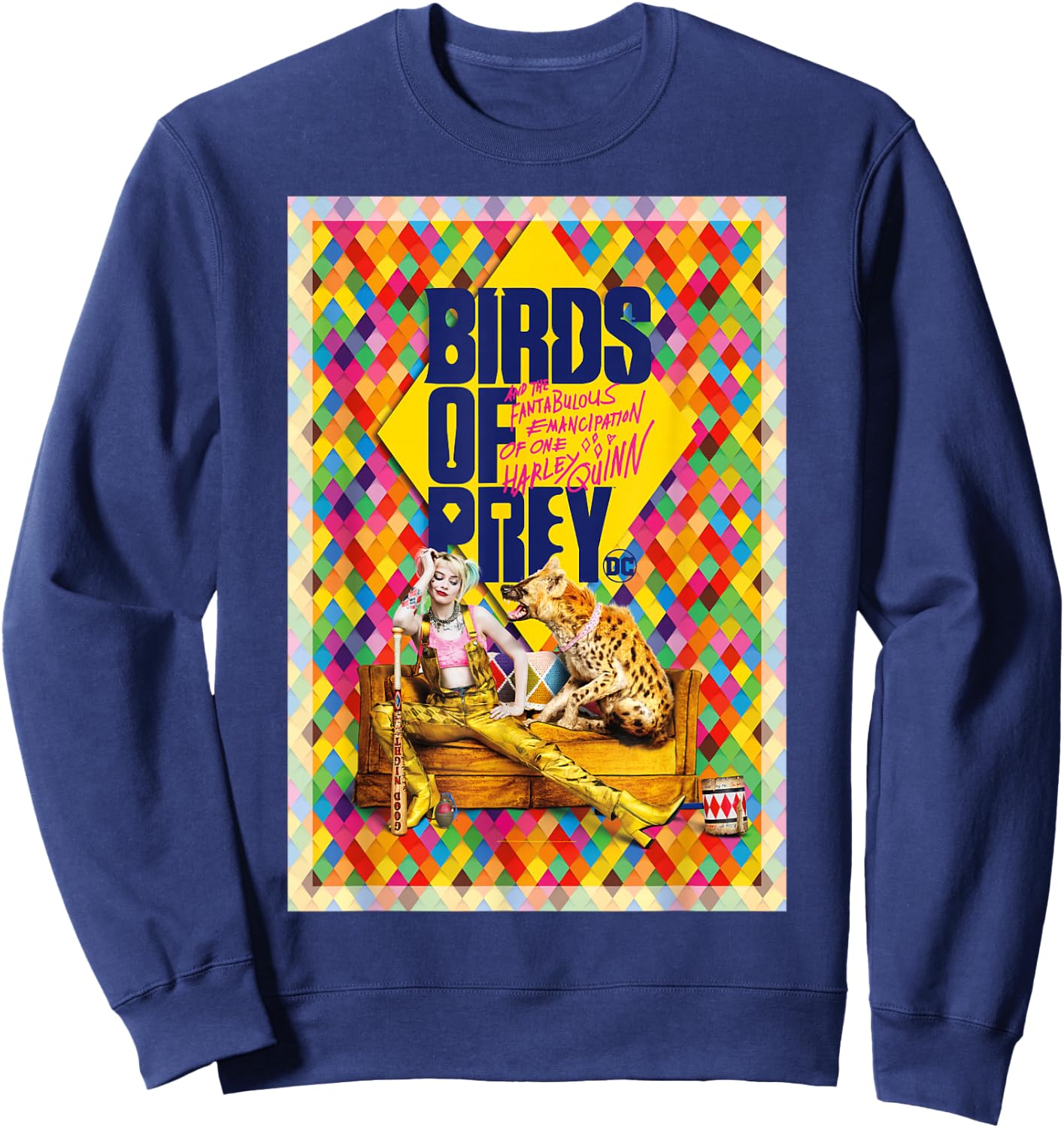 Birds Of Prey Harley Quinn Colorful Diamonds Poster Sweatshirt - Sweatshirt | Navy