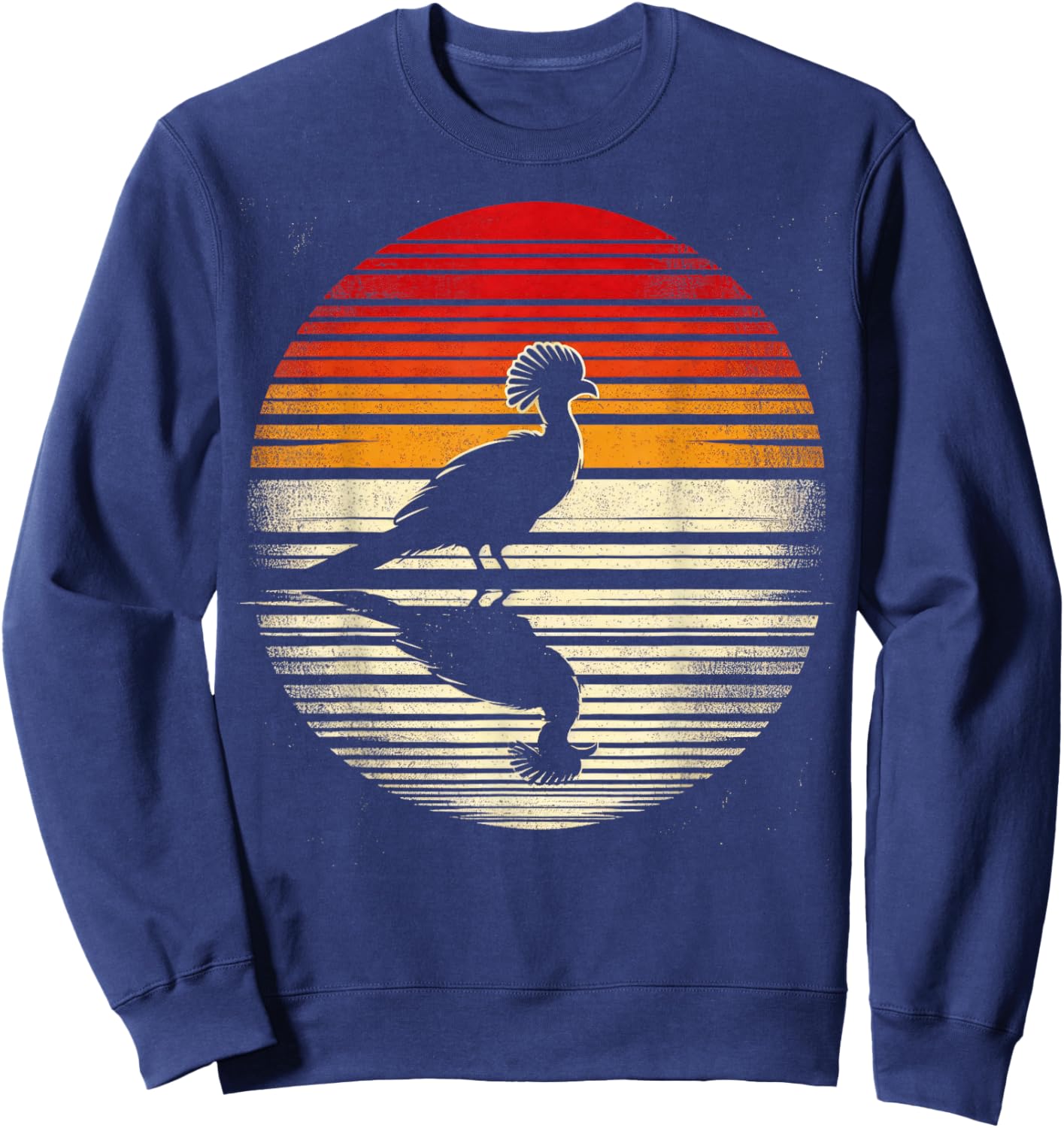 Turaco Bird Sunset Retro Style Safari Vintage 70s Sweatshirt - Sweatshirt | Navy
