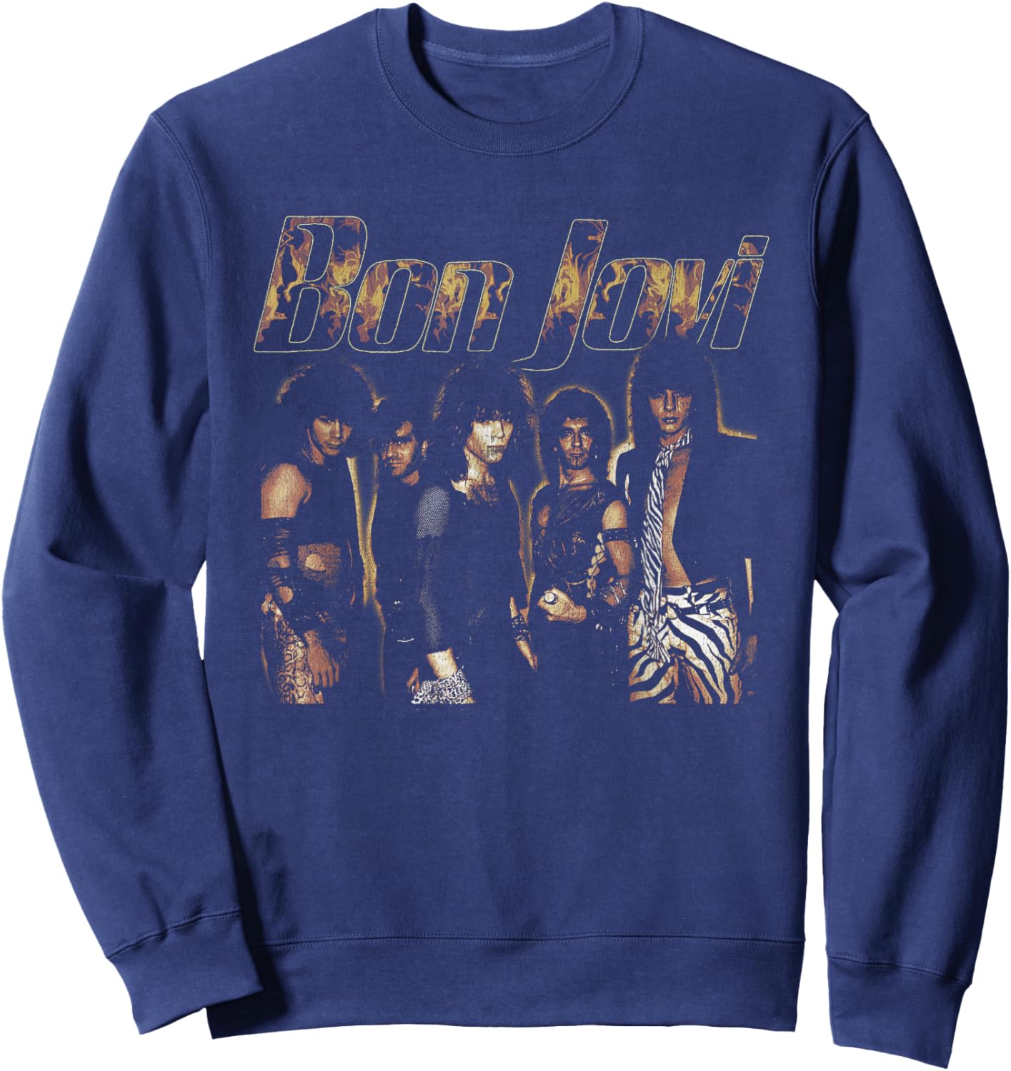 Official Bon Jovi Flames Sweatshirt - Sweatshirt | Navy