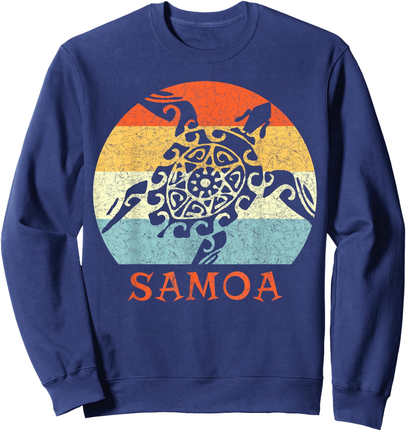 Samoa,Vintage Retro Turtle Vacation Gift Sweatshirt - Sweatshirt | Navy