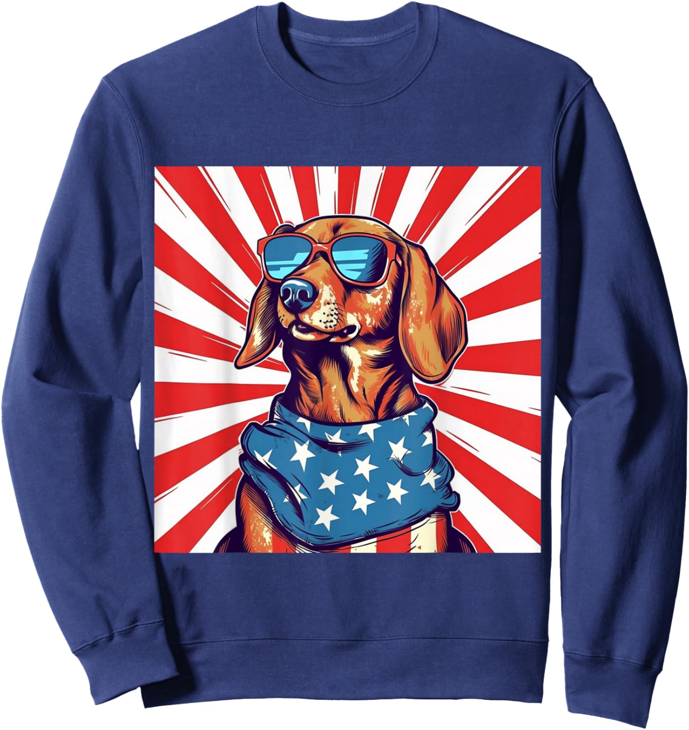 4th of July Funny Dachsund Weiner Dog Weenie USA America Sweatshirt - Sweatshirt | Navy