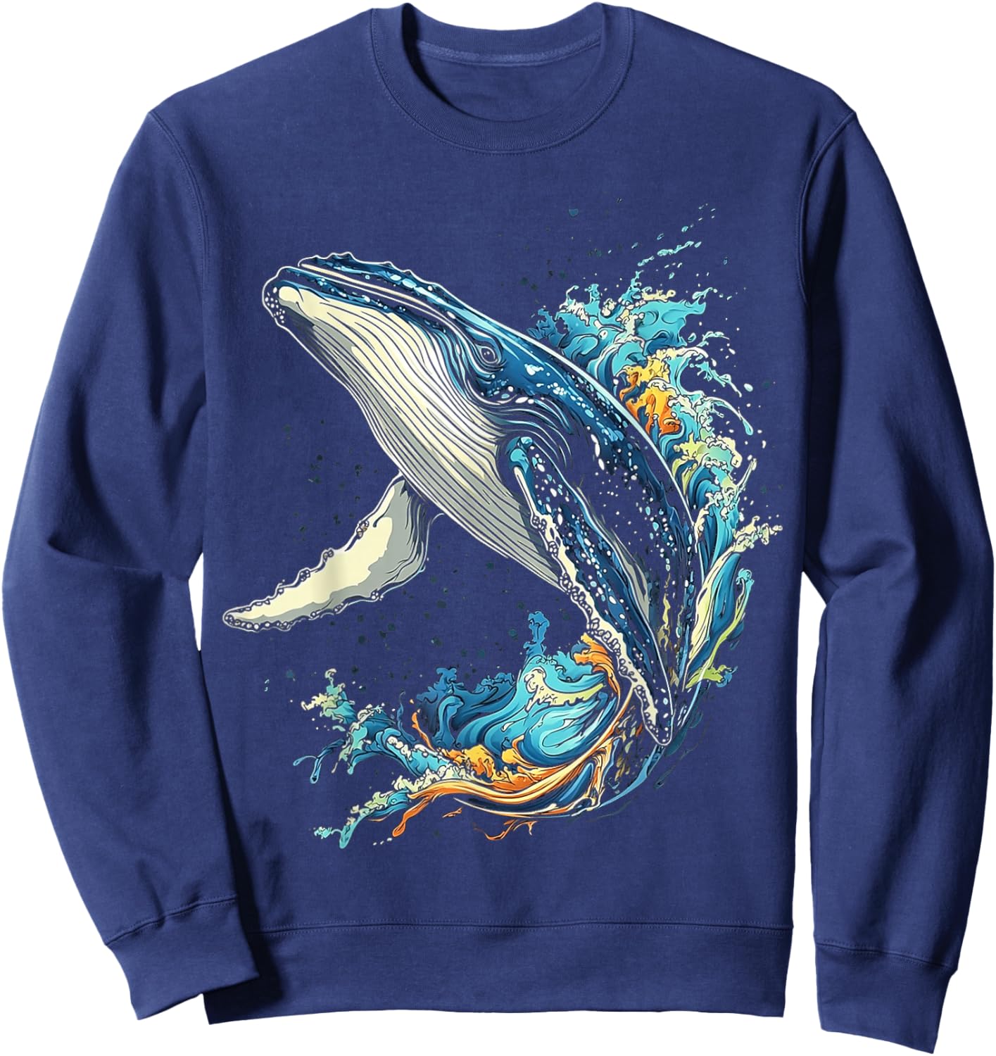 Buckelwal Tier Grafik Illustration Buckelwal Sweatshirt - Sweatshirt | Navy