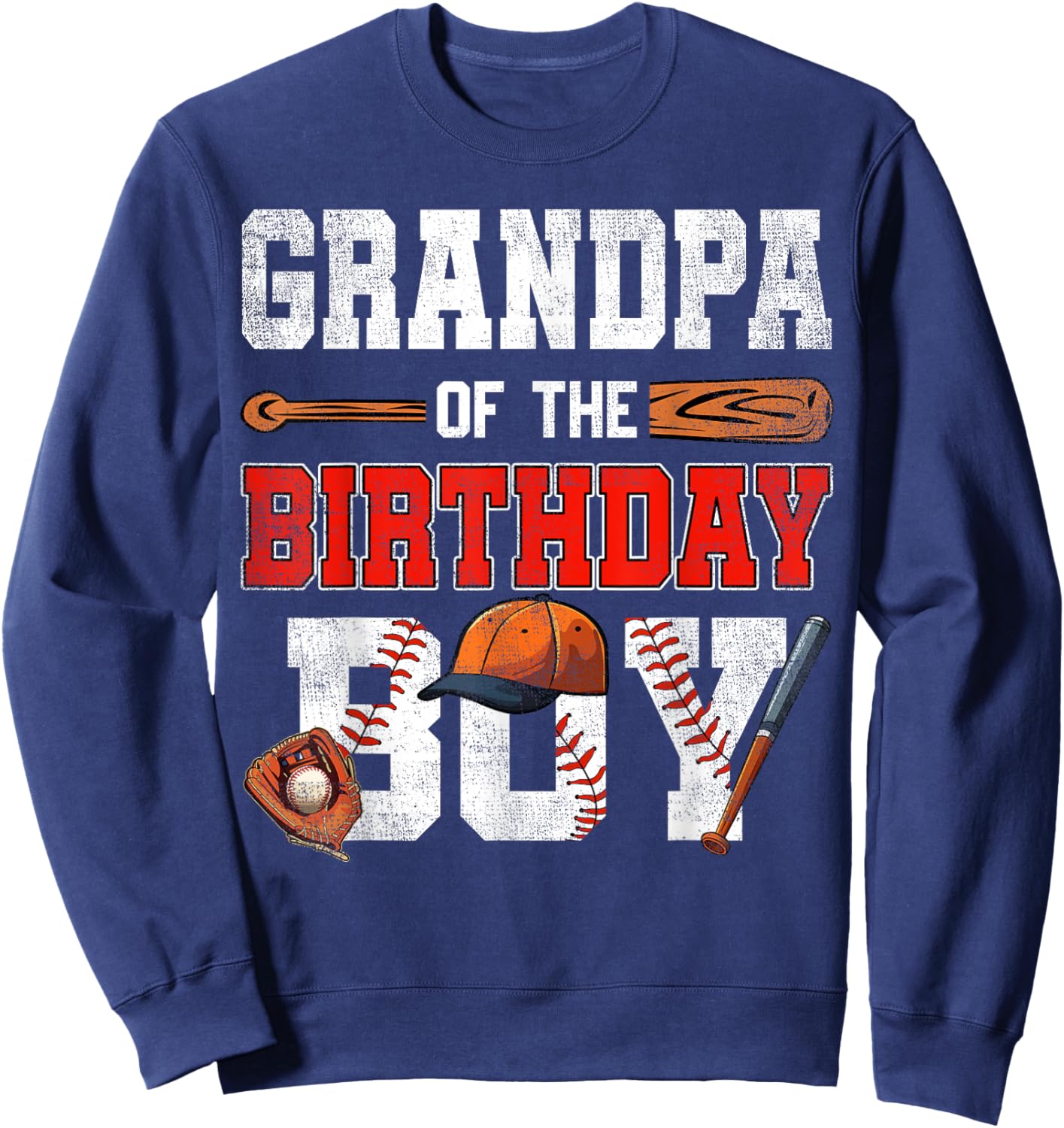 Grandpa Of The Birthday Boy Baseball Bday Family Sweatshirt - Sweatshirt | Navy