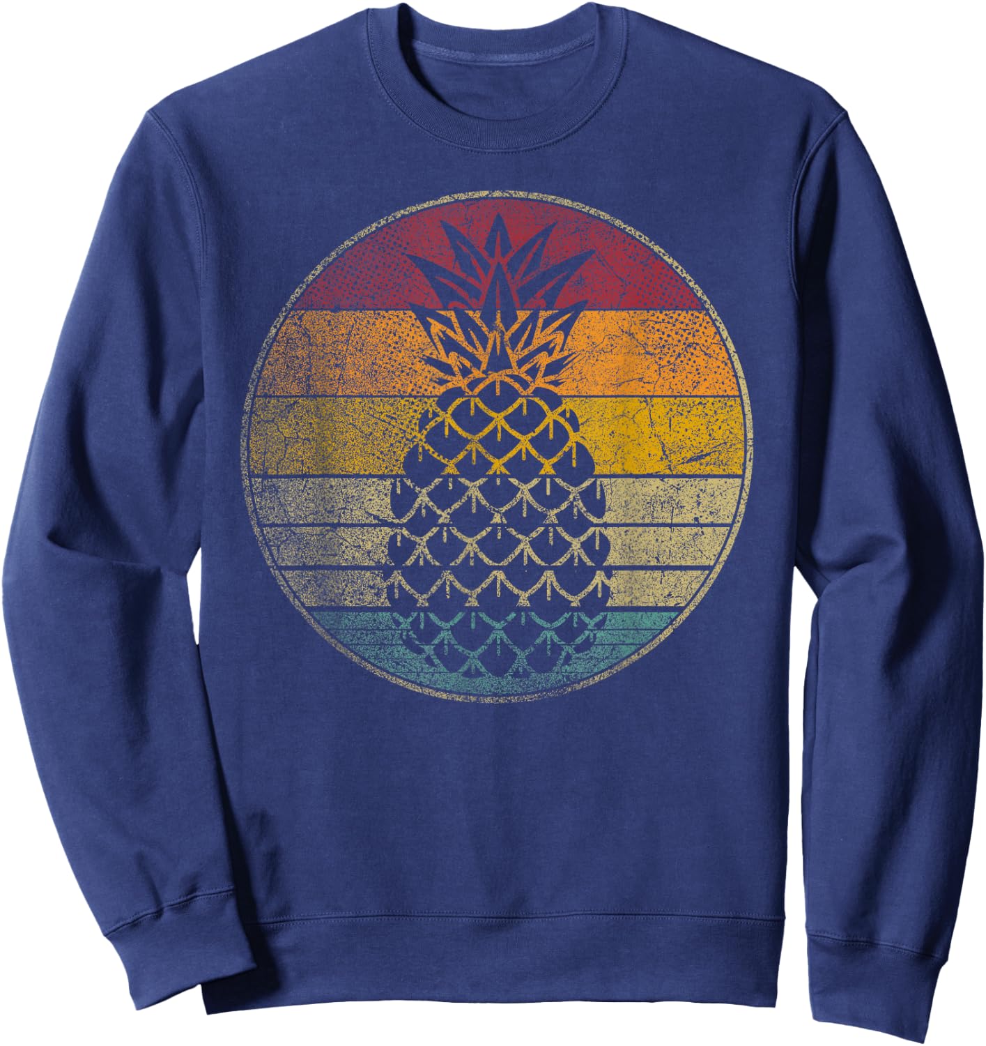 Pineapple Shirt Fruit Retro Style Vintage 70s 80s 90s Gift Sweatshirt - Sweatshirt | Navy