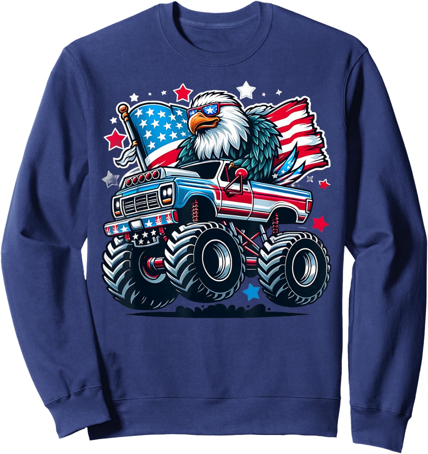 4th of July Patriotic American Flag Eagle USA Red White Blue Sweatshirt - Sweatshirt | Navy