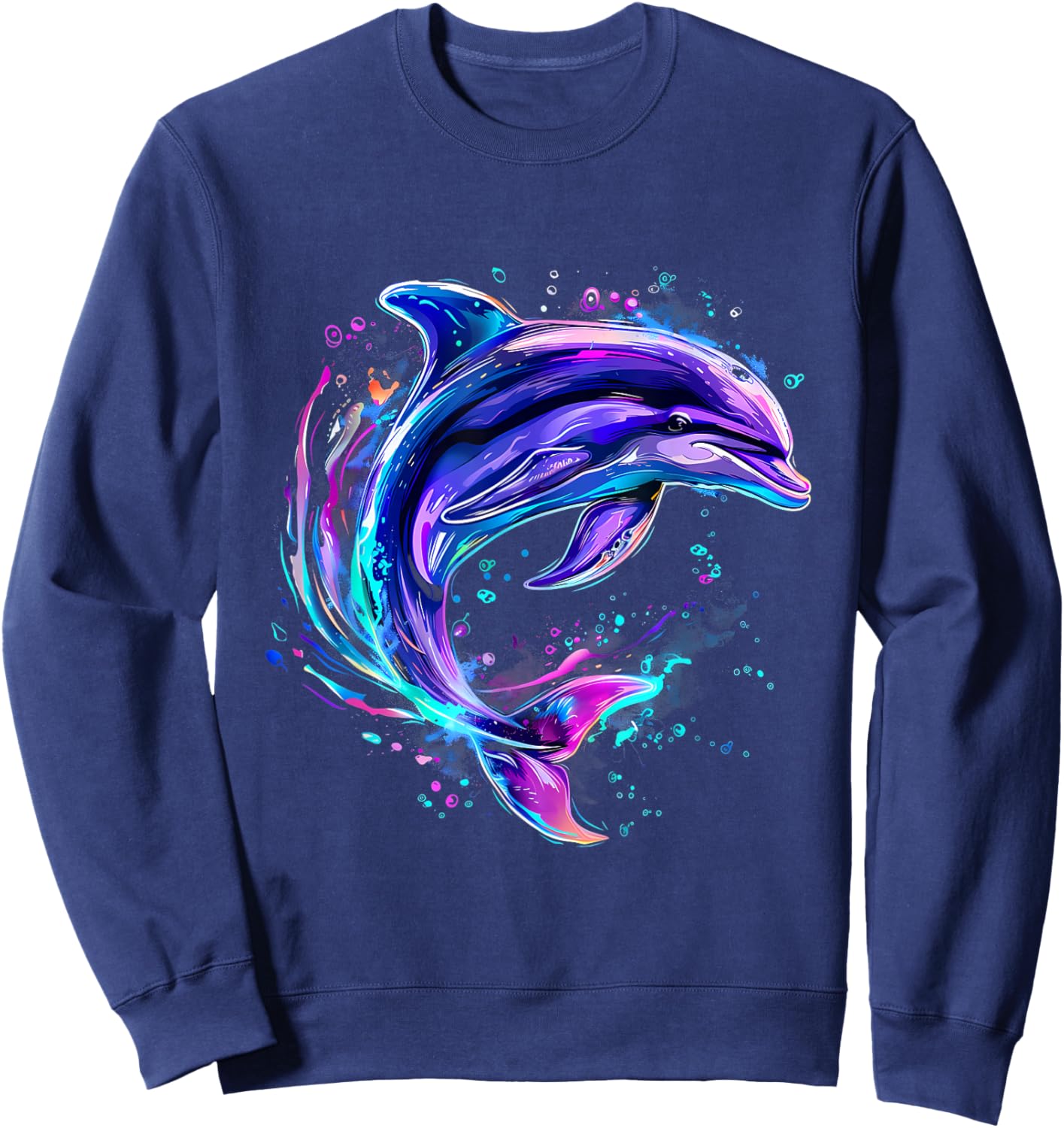 Dolphin Watercolor Sea Ocean Animal Ocean Sea Dolphin Sweatshirt - Sweatshirt | Navy
