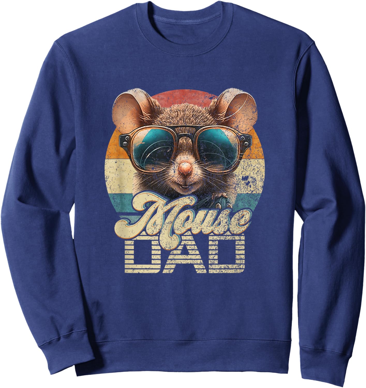 Vintage Retro Mouse Dad Best Daddy Funny Fathers Day Sweatshirt - Sweatshirt | Navy