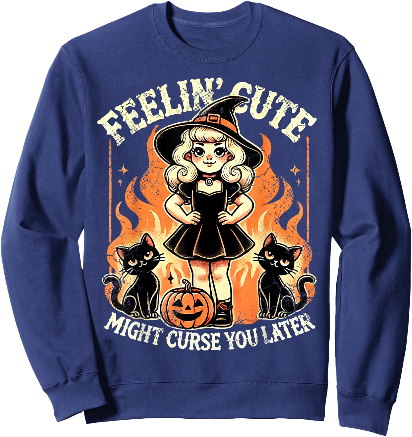 Halloween Feelin' Cute Might Curse You Later Sweatshirt - Sweatshirt | Navy