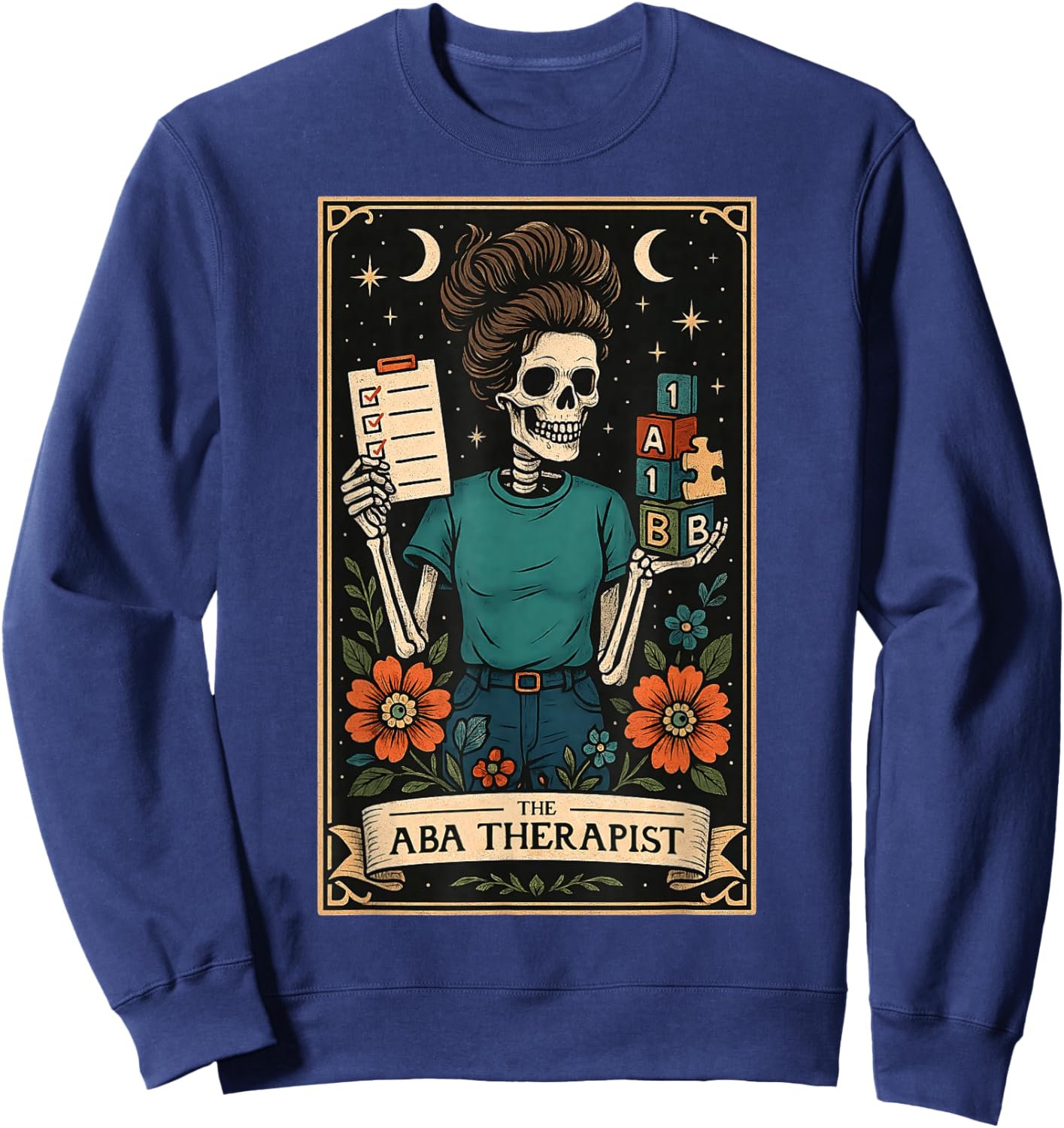 The ABA Therapist Behavior Analyst Behavior Analysis Tarot Sweatshirt - Sweatshirt | Navy