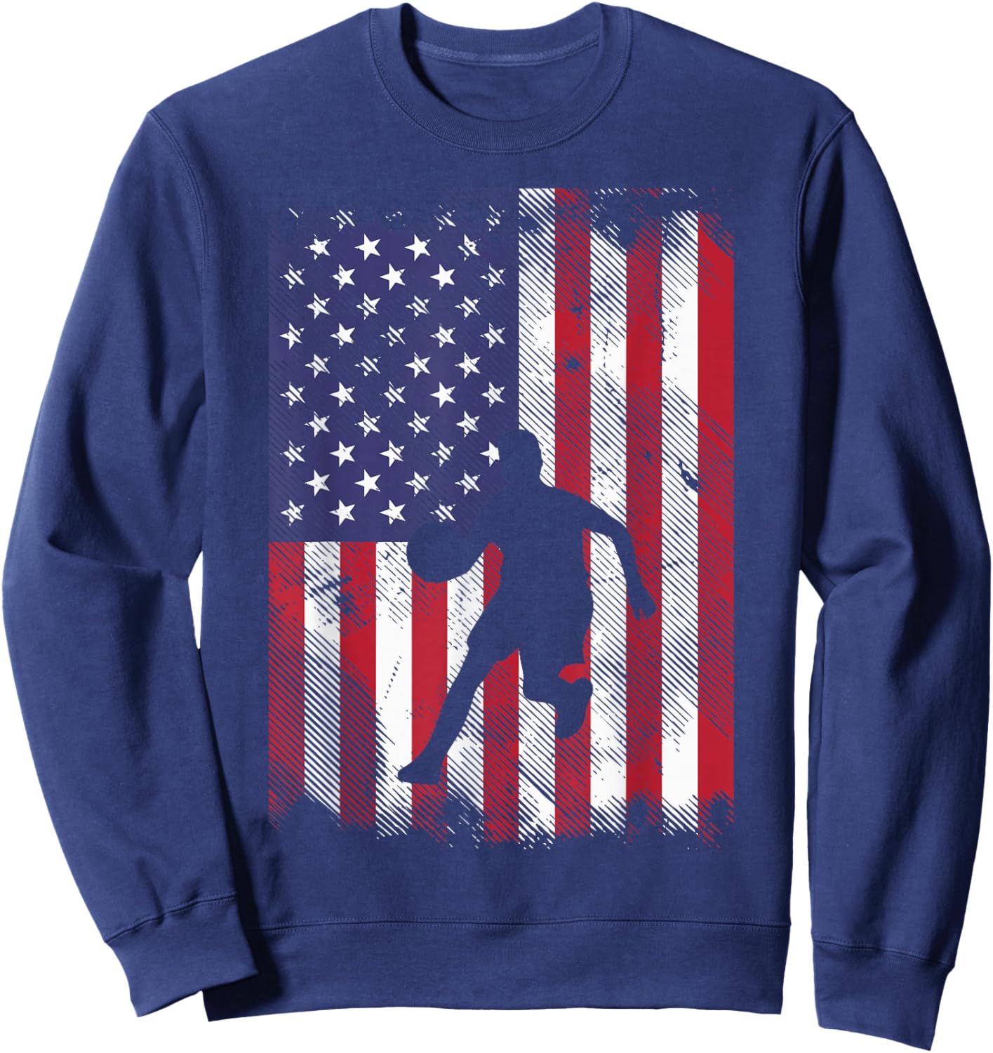 US Flag Basketball Vintage Patriotic Baller Men Women Kids Sweatshirt - Sweatshirt | Navy
