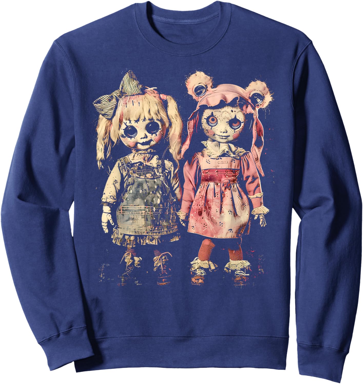 Creepy Doll Haunted Toy Horror Pastel Goth Alt Scary Dolls Sweatshirt - Sweatshirt | Navy