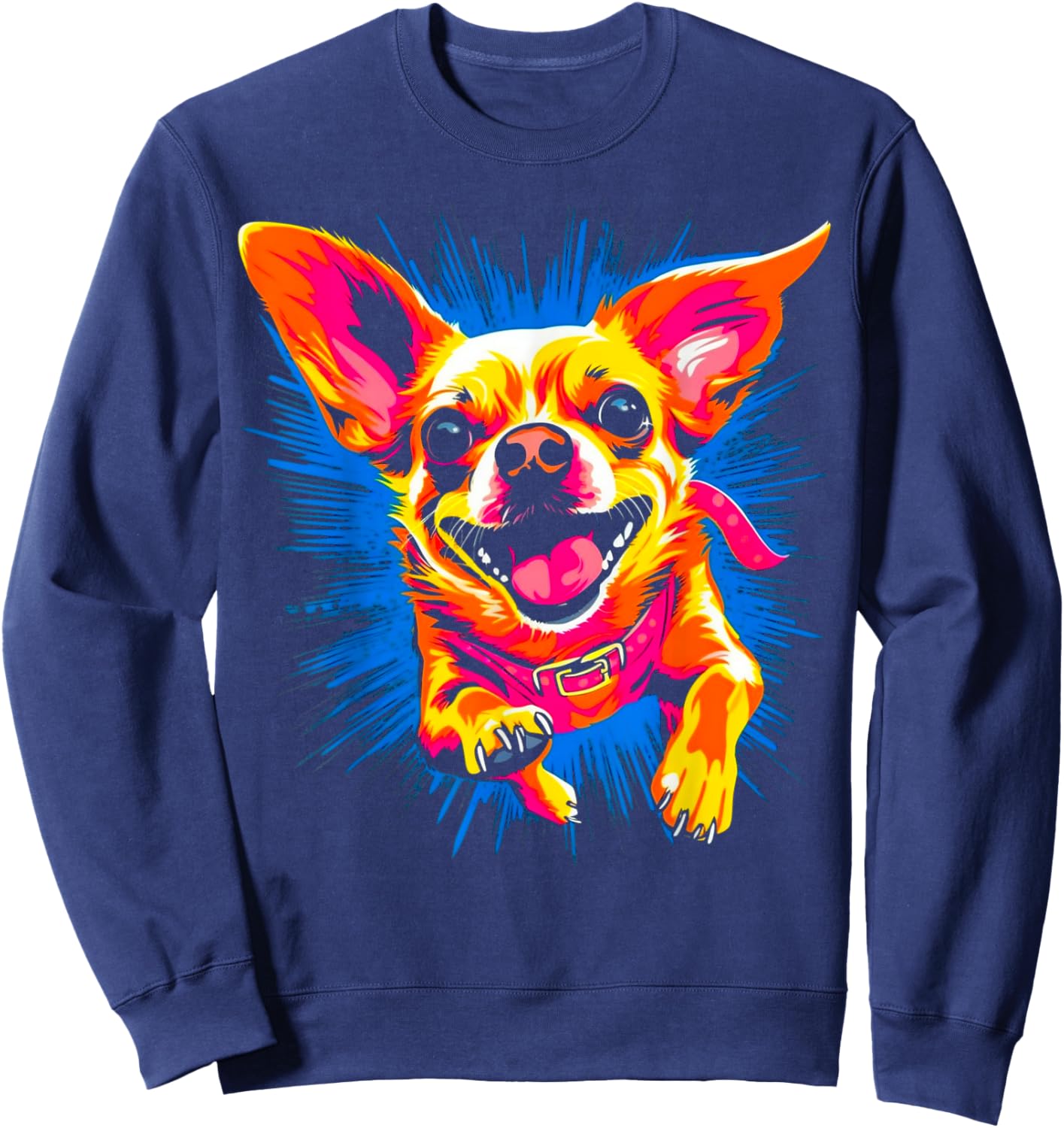 Happy Chihuahua Dog Men Women Sweatshirt - Sweatshirt | Navy