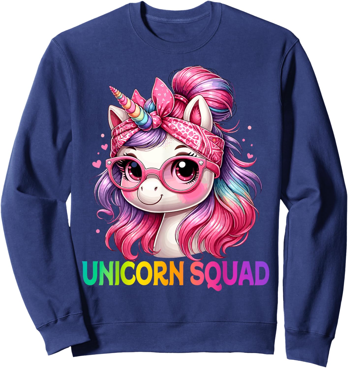 Unicorn Squad - Graceful Unicorn with leopard Bandana Sweatshirt - Sweatshirt | Navy