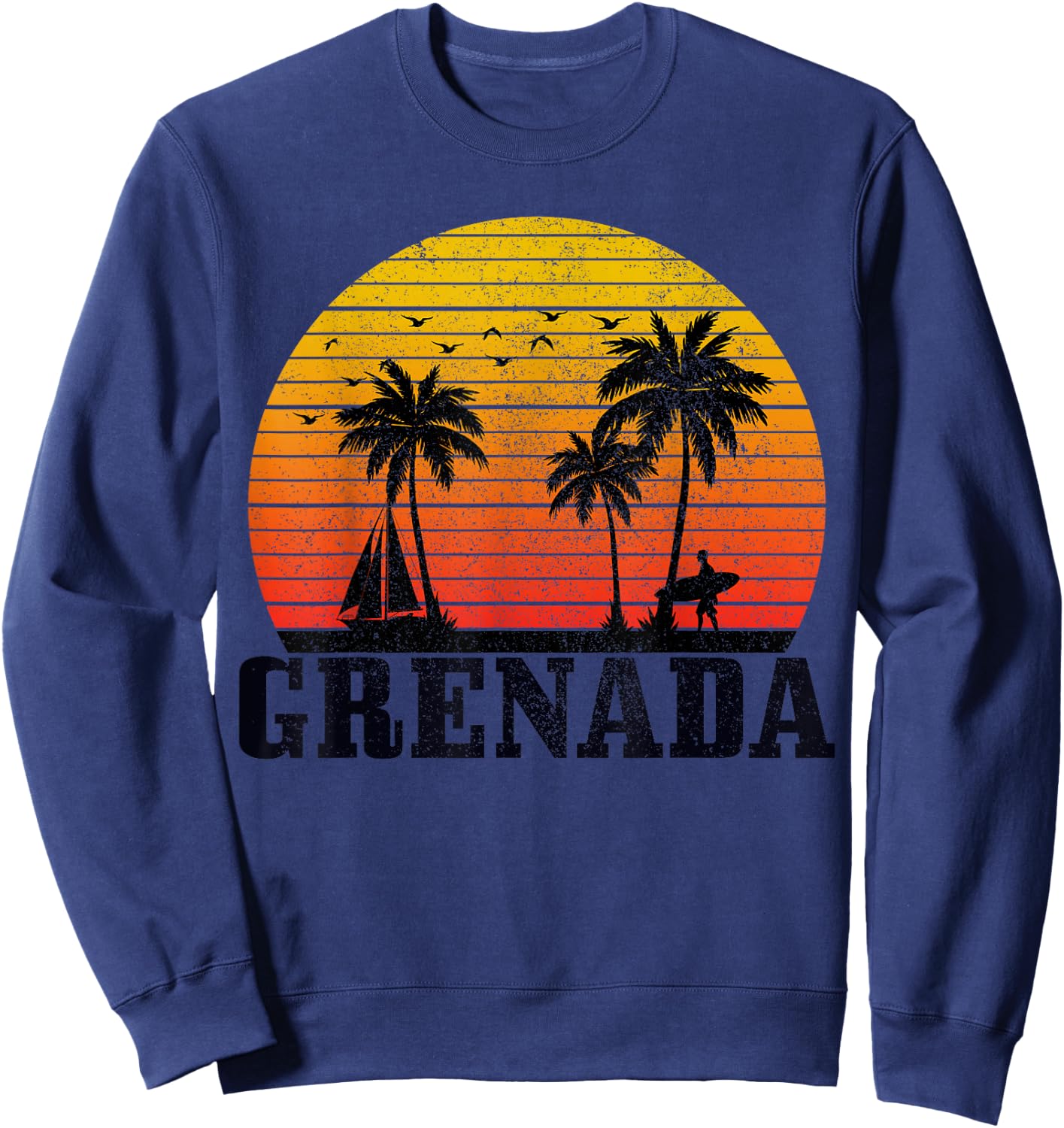 Grenada Surfer Vintage Caribbean Souvenir Sweatshirt - Sweatshirt | Navy