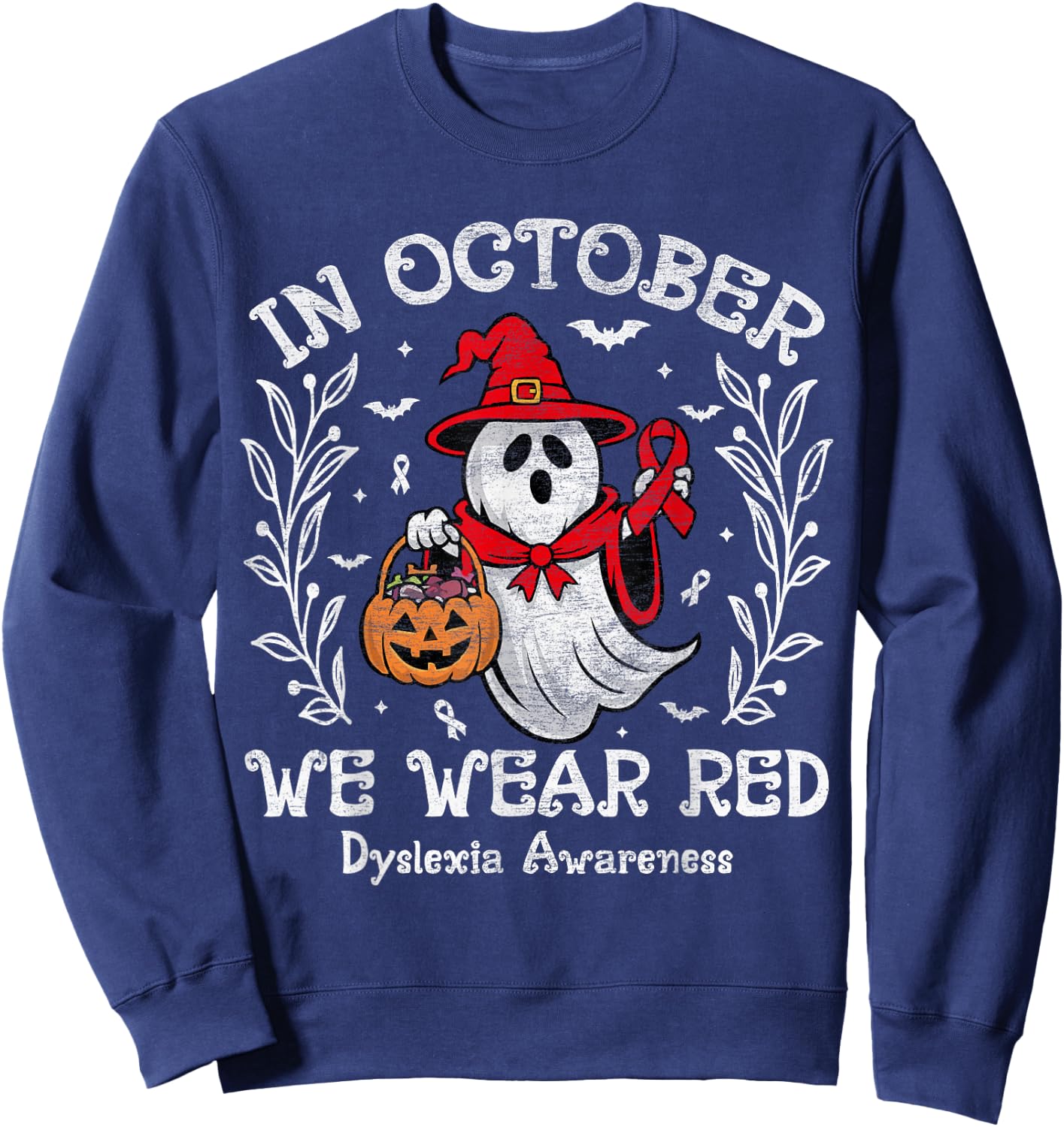 I Wear Red Dyslexia Awareness Month Dyslexia Kids Toddler Sweatshirt - Sweatshirt | Navy