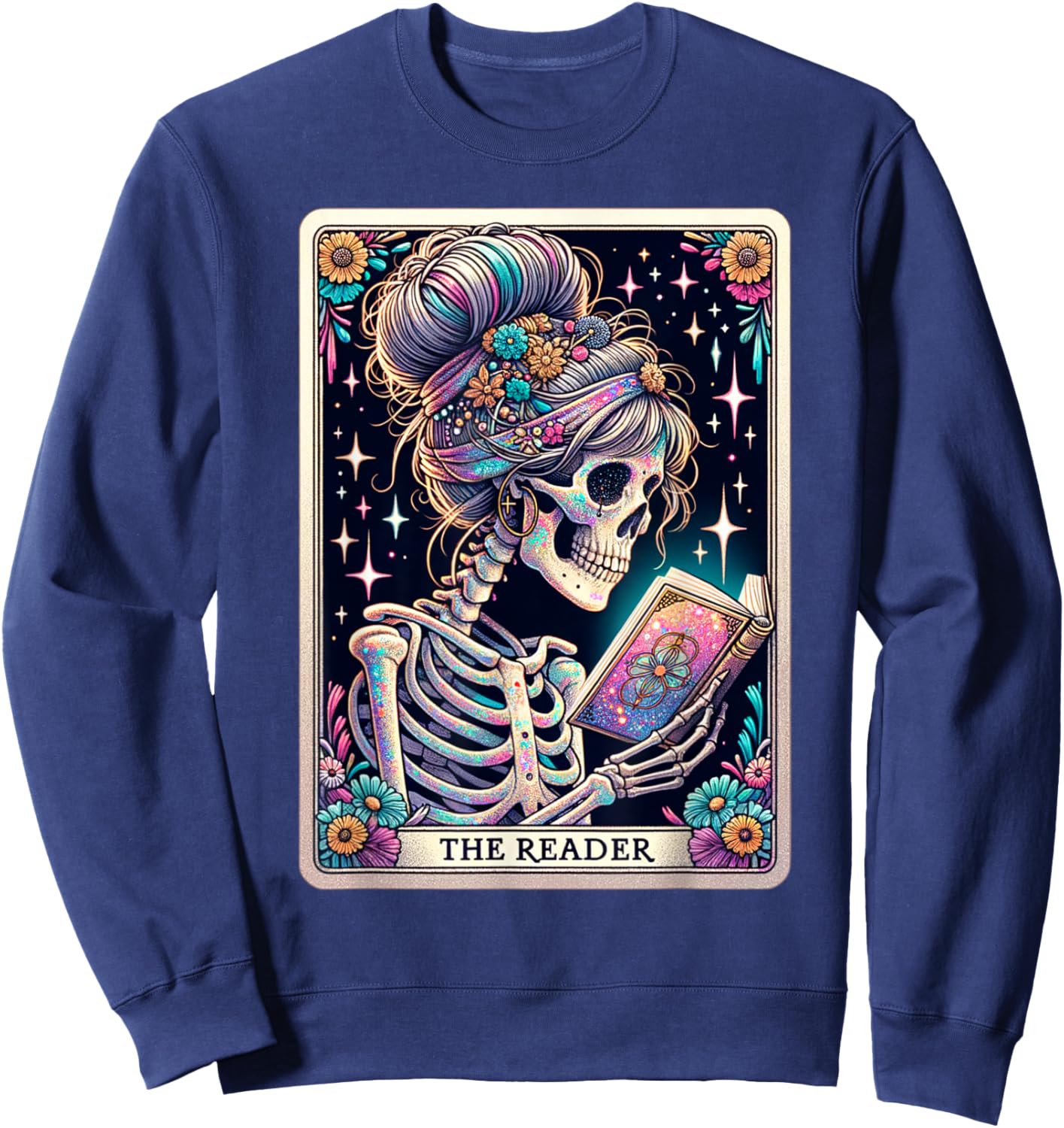 The Reader Funny Tarot Card Women Book Lover Librarian Read Sweatshirt - Sweatshirt | Navy
