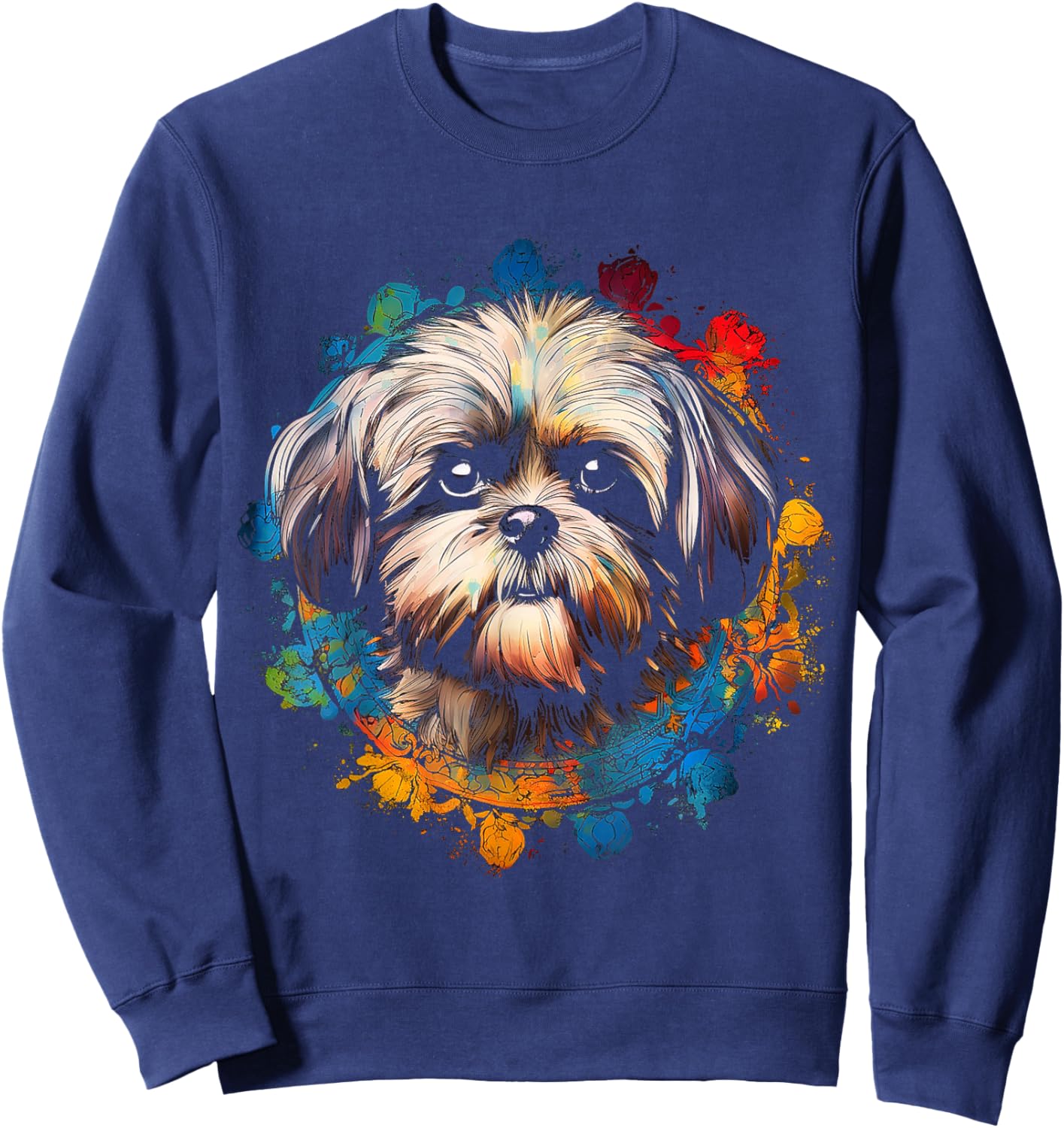 Shih Tzu Graphic Pet Art Dog Shih Tzu Sweatshirt - Sweatshirt | Navy