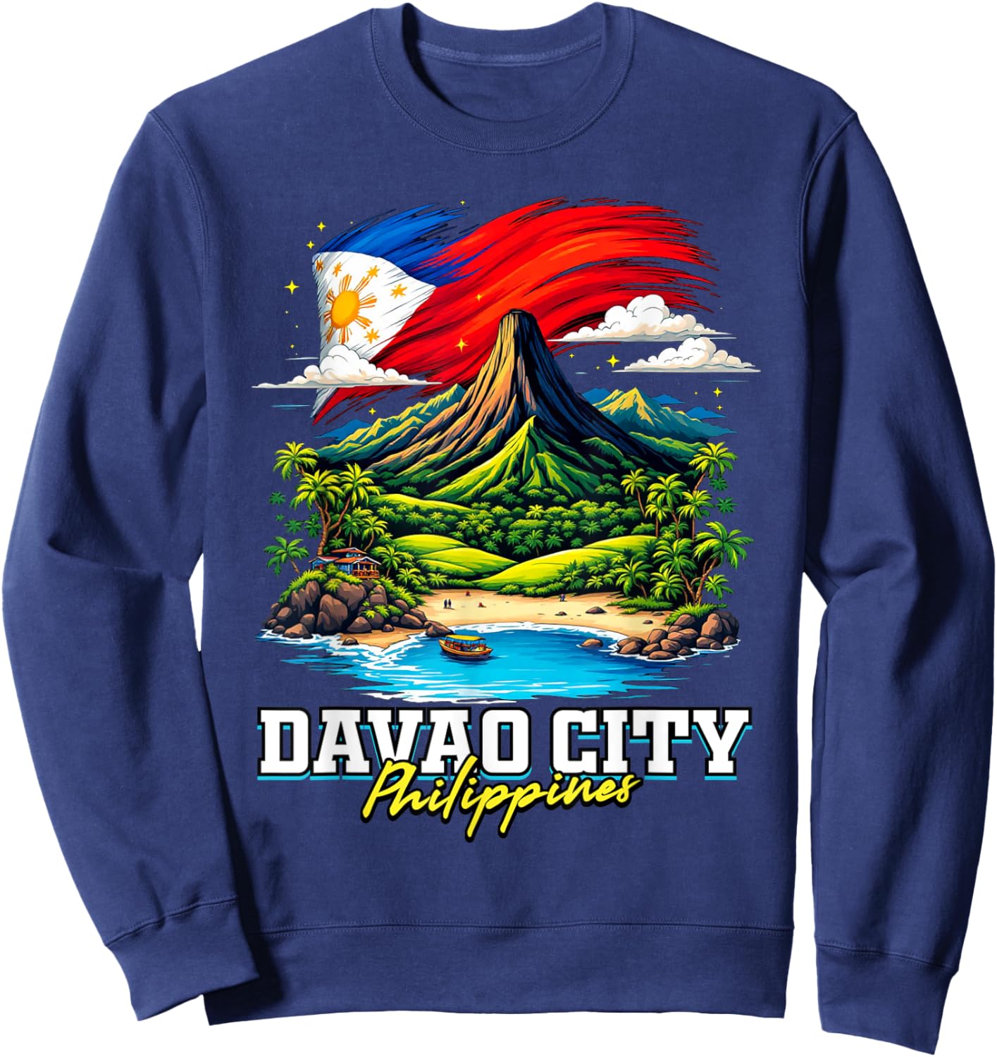 Davao City Philippines Souvenir Filipino Flag Sweatshirt - Sweatshirt | Navy