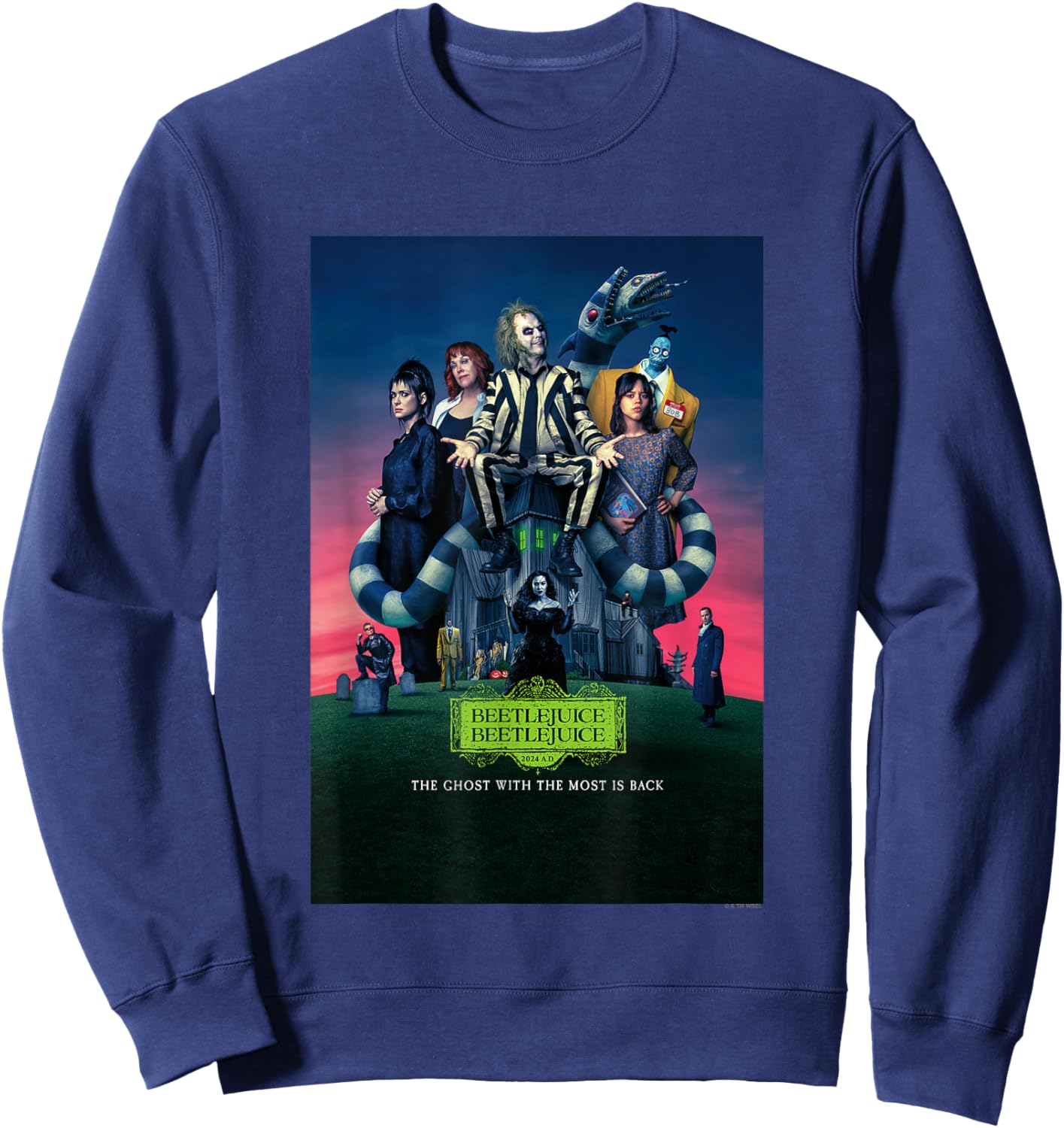 Beetlejuice Beetlejuice Ghost With The Most Is Back Poster Sweatshirt - Sweatshirt | Navy