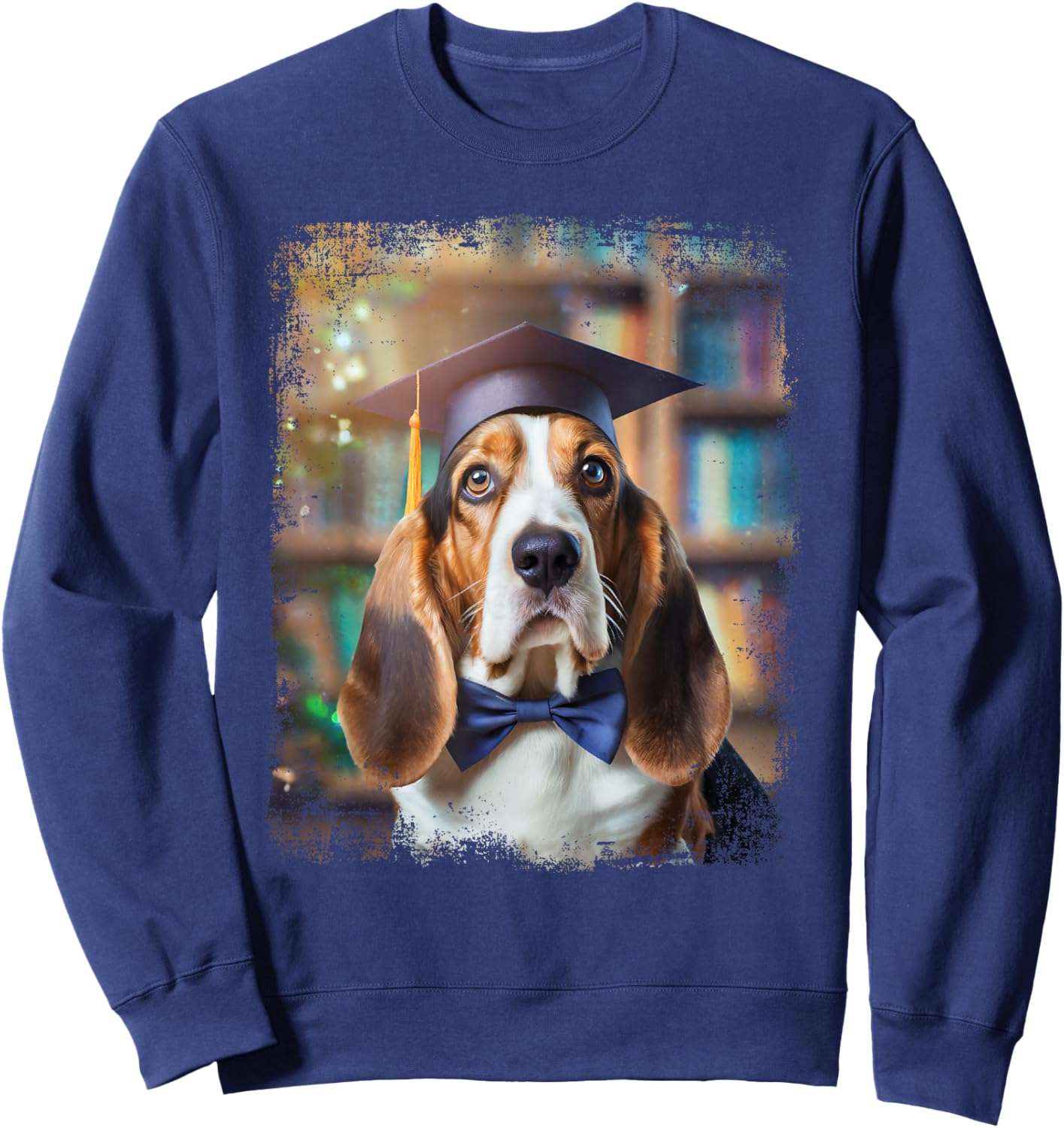 Vintage Graduation Basset Hound Dog Senior High School Gift Women Kids Sweatshirt - Sweatshirt | Navy