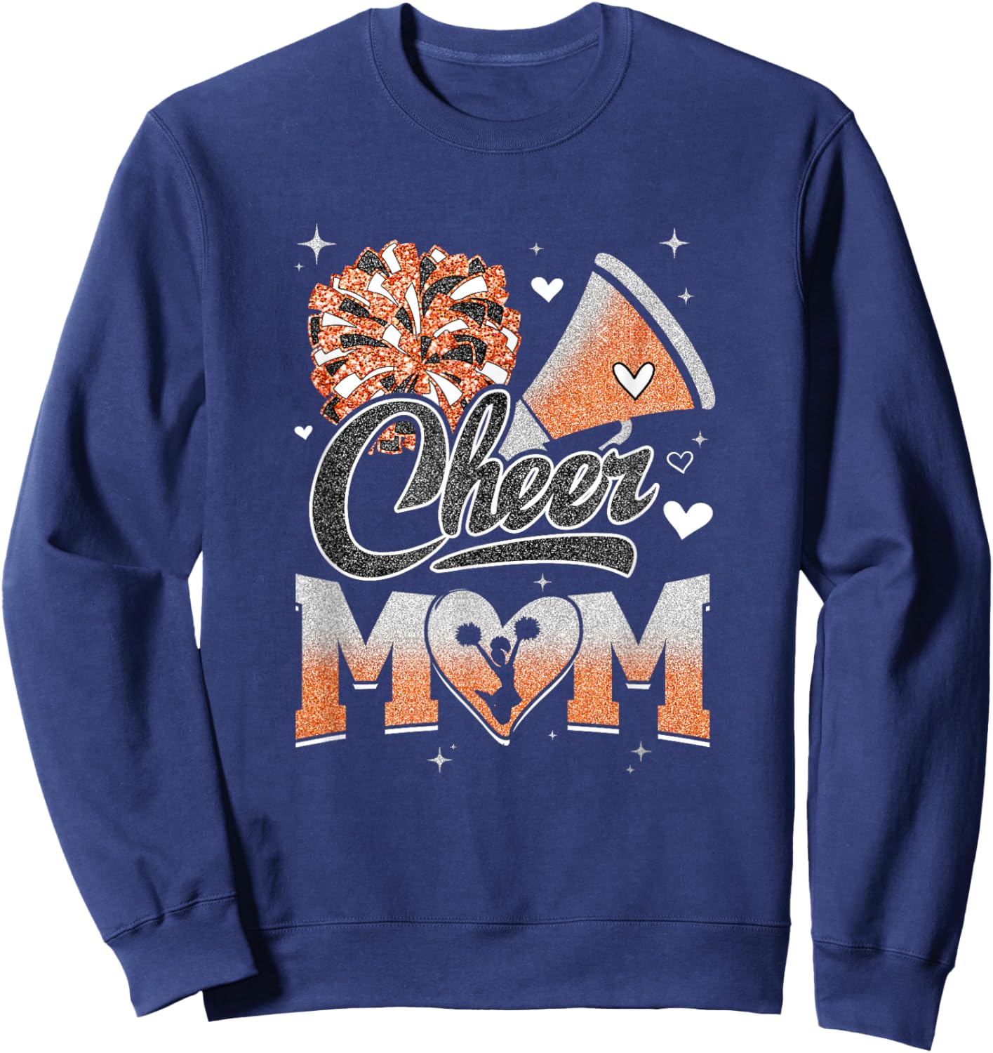 Cheer Mom Orange Cheerleading Football Graphic Sweatshirt - Sweatshirt | Navy