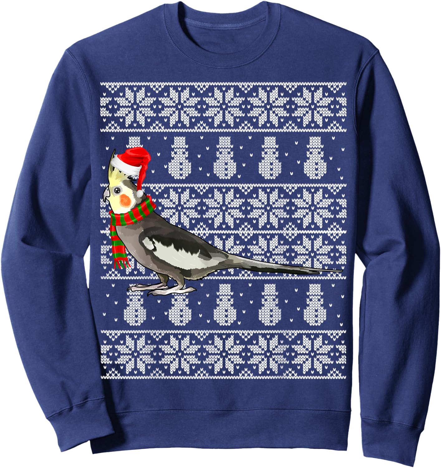 Bird Xmas Santa Hat Cockatiel Ugly Christmas Sweatshirt - Sweatshirt | Navy