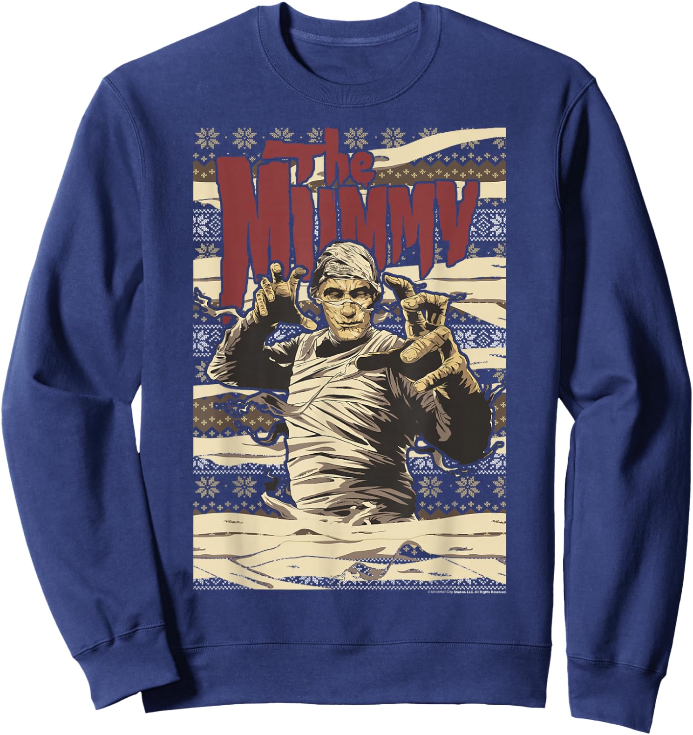 Universal Monsters Christmas The Mummy Ugly Sweater Sweatshirt - Sweatshirt | Navy